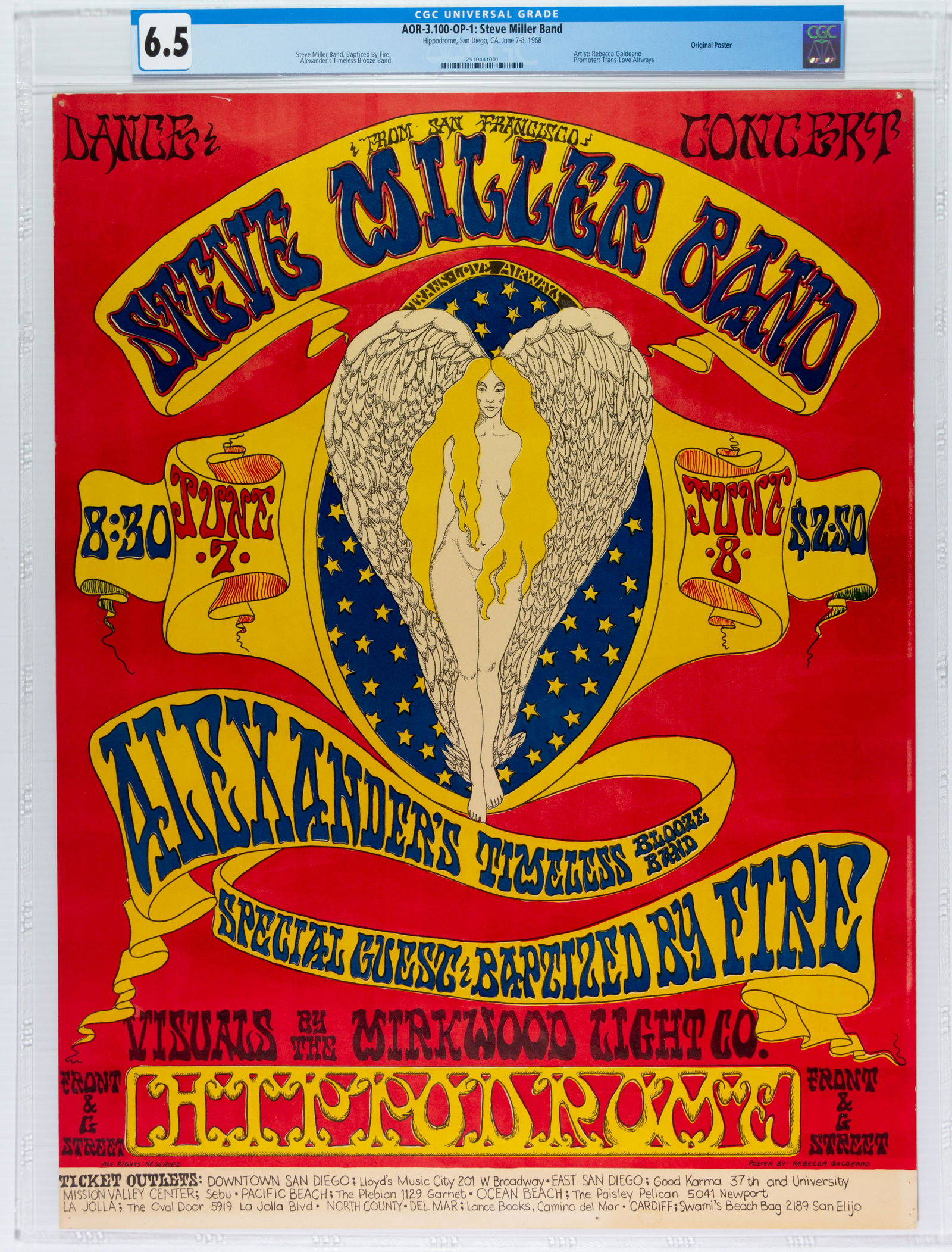 1968 AOR-3.100 Steve Miller Hippodrome Poster CGC 6.5 (1 of 2)