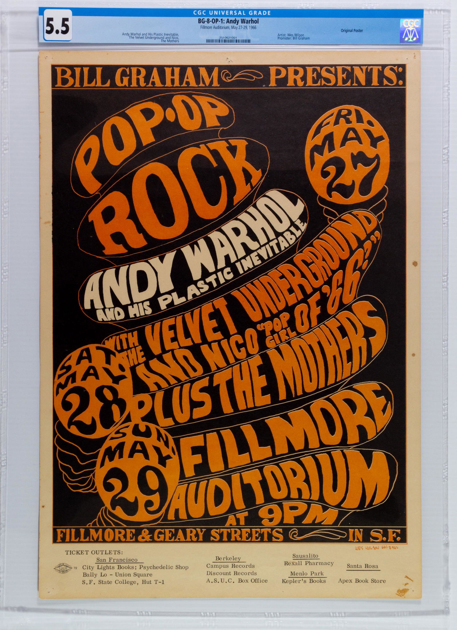 1966 BG-8 Velvet Underground Fillmore Poster CGC 5.5 (1 of 2)