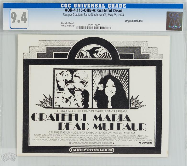 1974 AOR-4.115 Grateful Dead Santa Barbara HB CGC 9.4 (1 of 1)