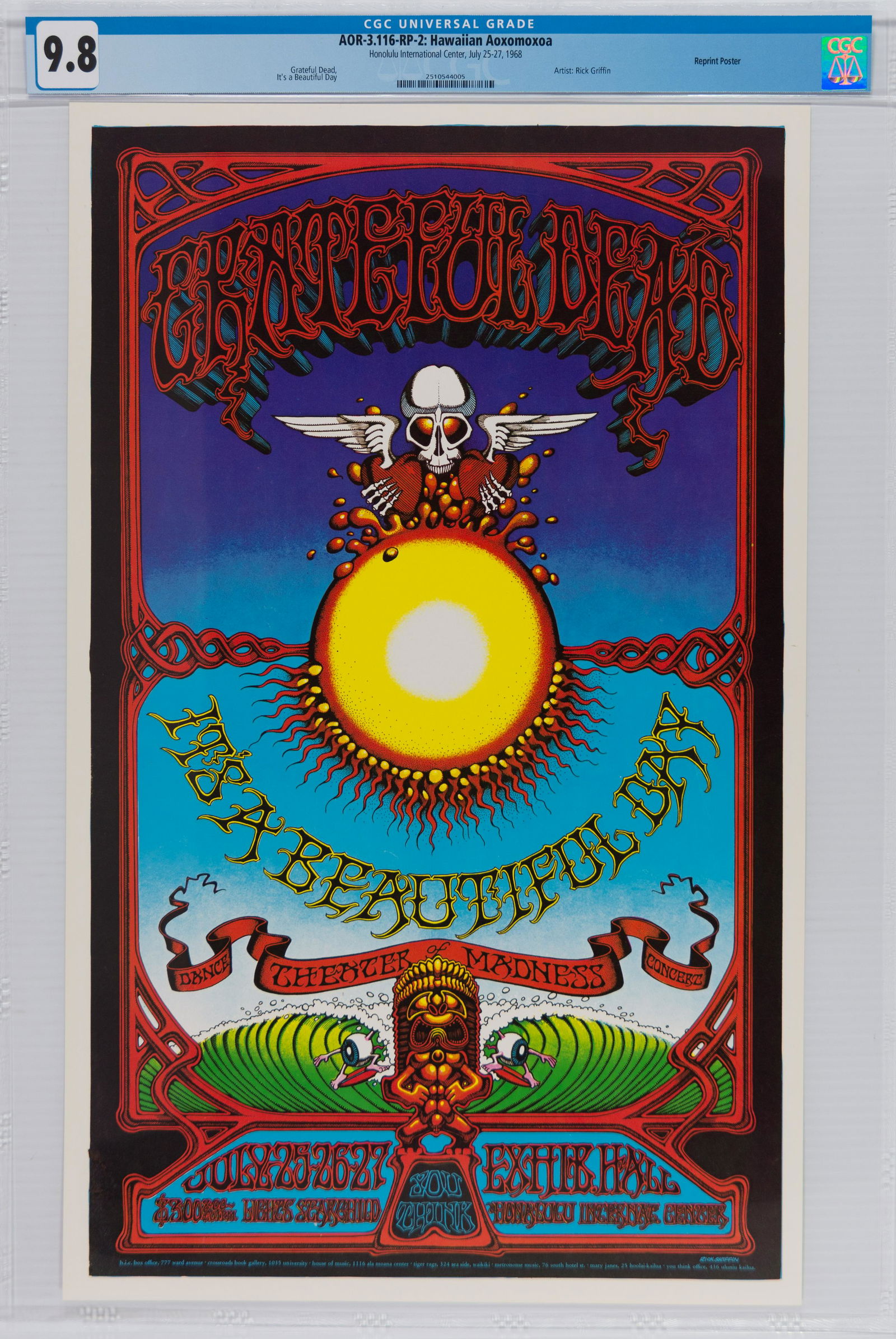1968 AOR-3.116 Grateful Dead Honolulu Poster CGC 9.8 (1 of 1)