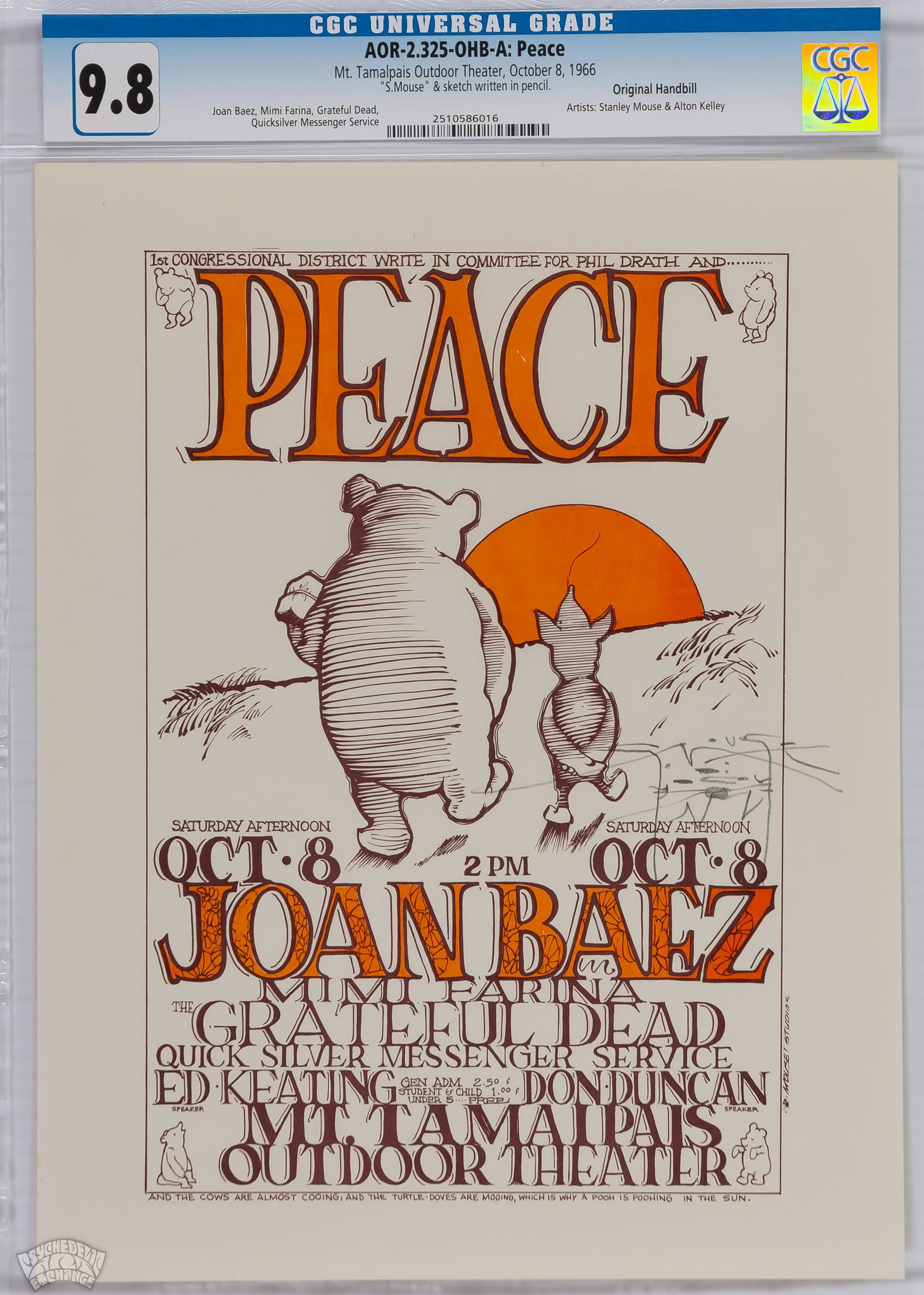 1966 AOR-2.325 Grateful Dead Handbill CGC 9.8 SIGNED (1 of 1)
