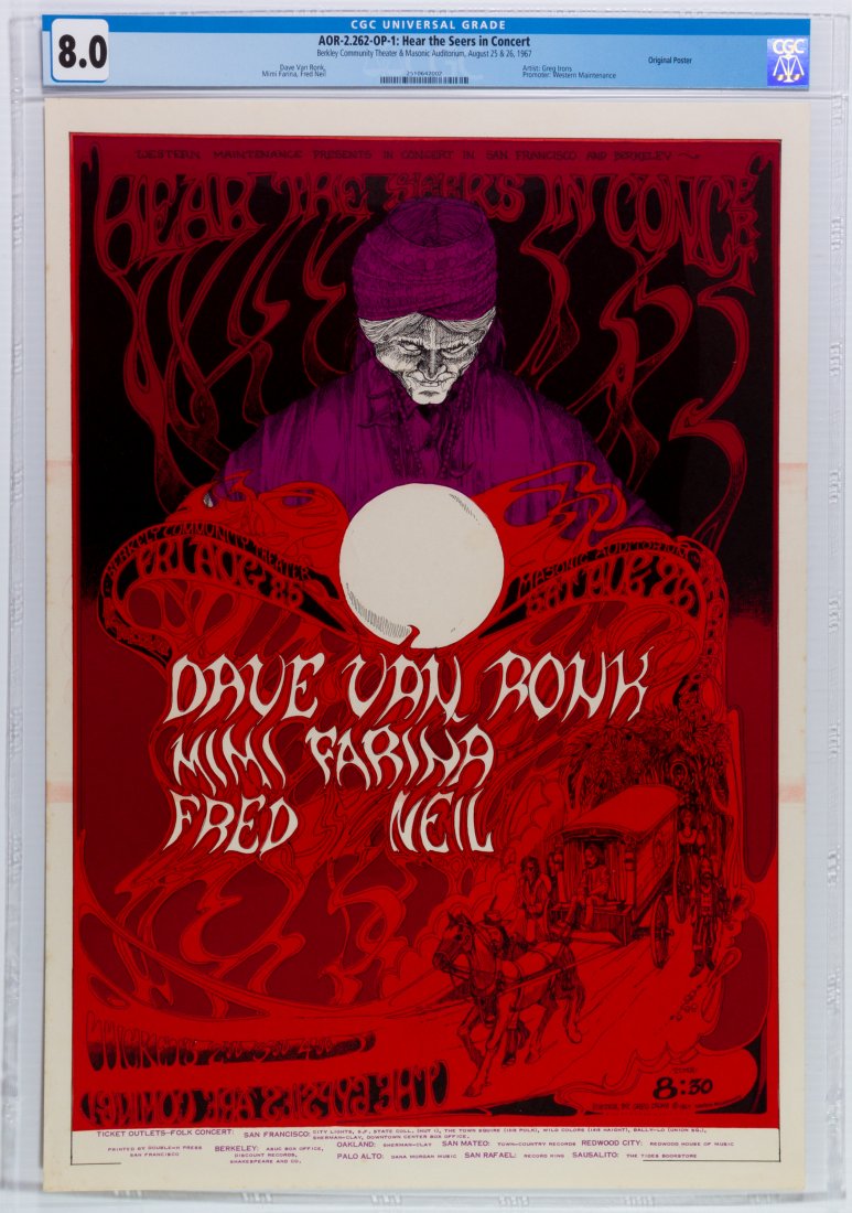 1967 AOR-2.262 Dave Van Ronk Berkeley Poster CGC 8 (1 of 1)