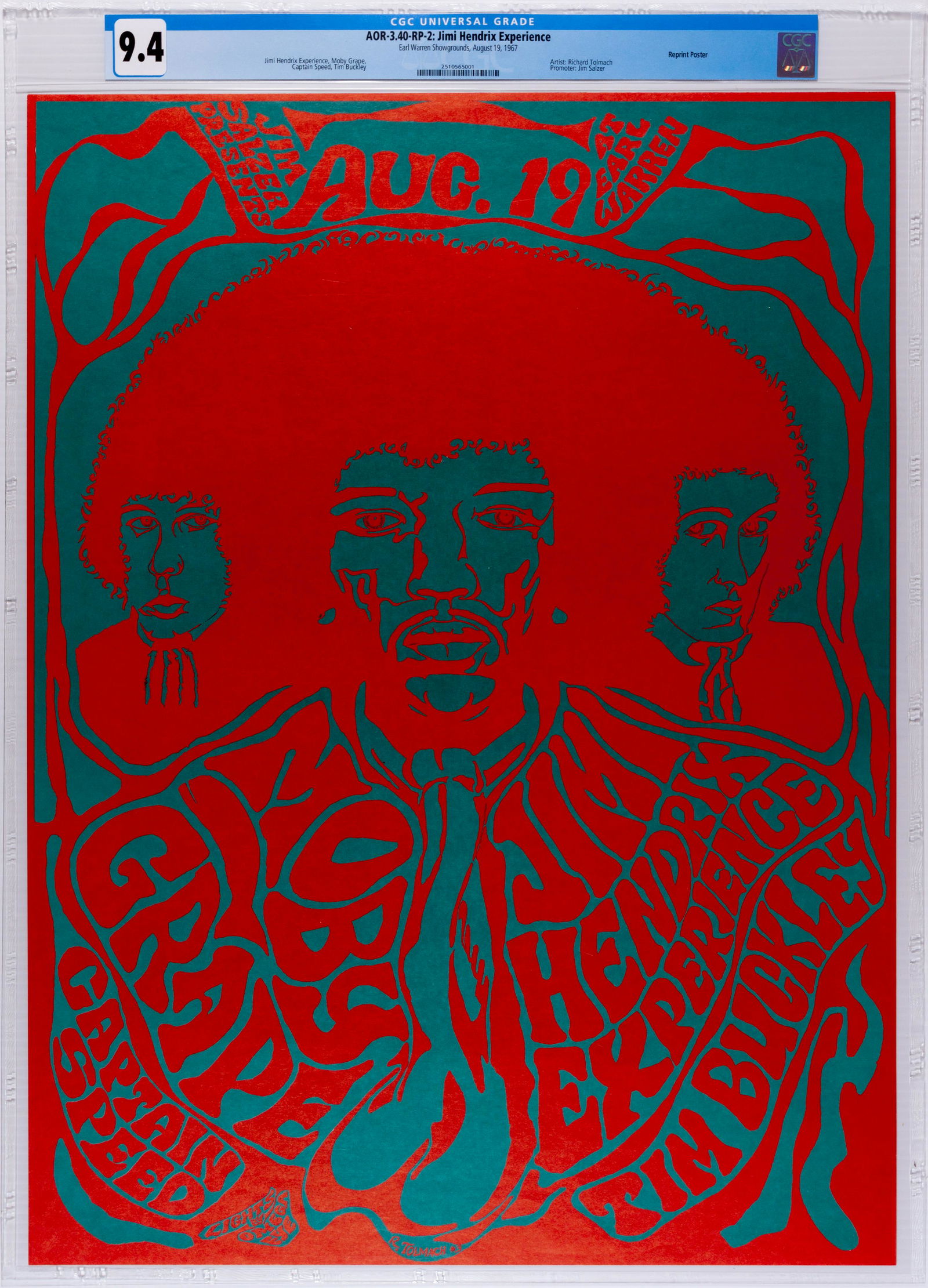 1967 AOR-3.40 Jimi Hendrix Earl Warren Poster CGC 9.4 (1 of 1)