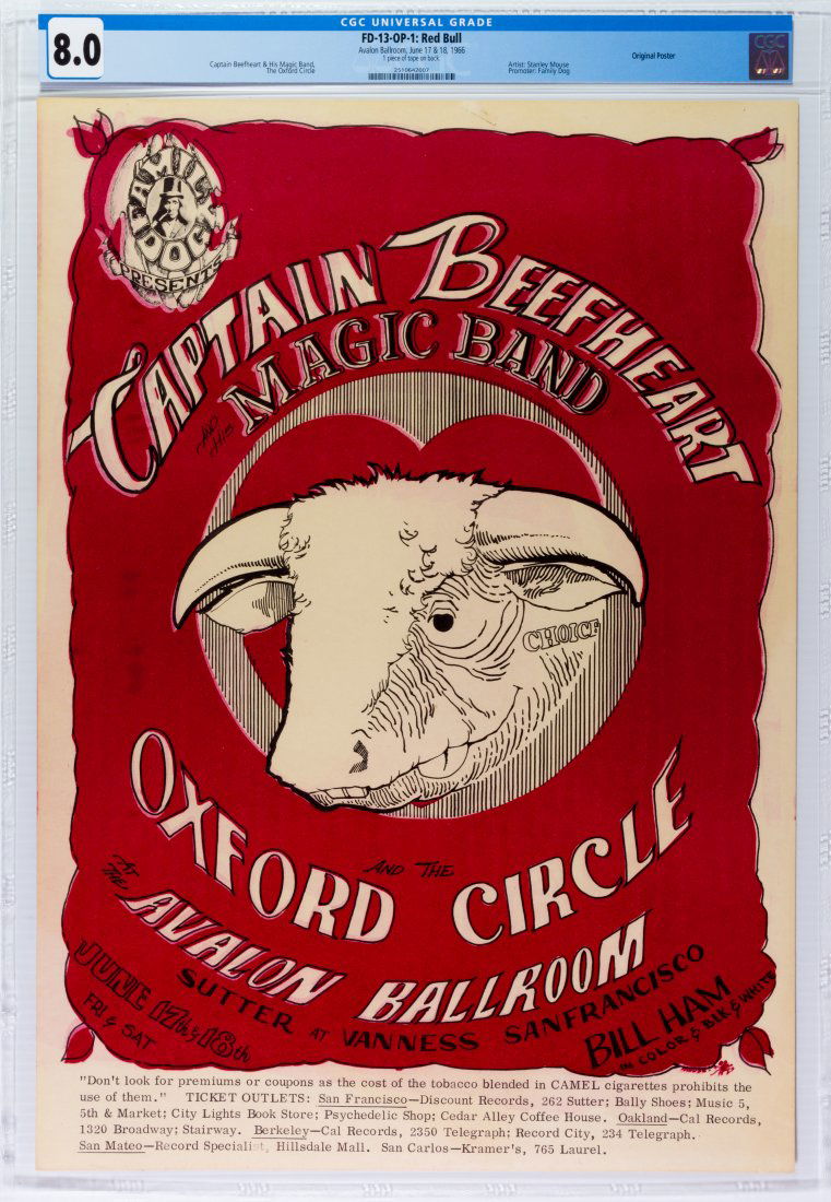 1966 FD-13 Captain Beefheart Avalon Poster CGC 8 (1 of 2)