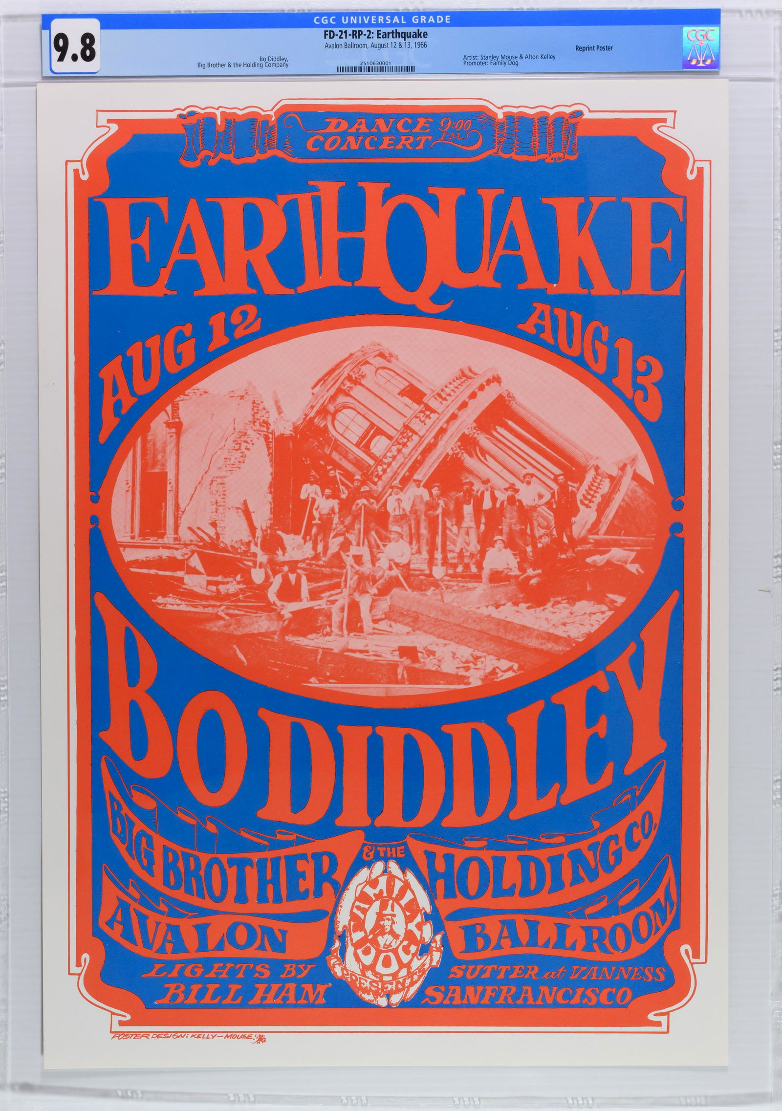 1966 FD-21 Bo Diddley Avalon Ballroom Poster CGC 9.8 (1 of 1)