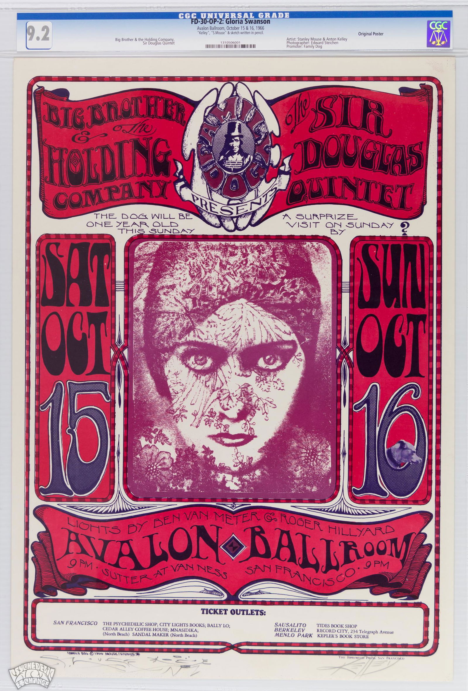 1966 FD-30 Big Brother Avalon Poster Signed CGC 9.2 (1 of 1)