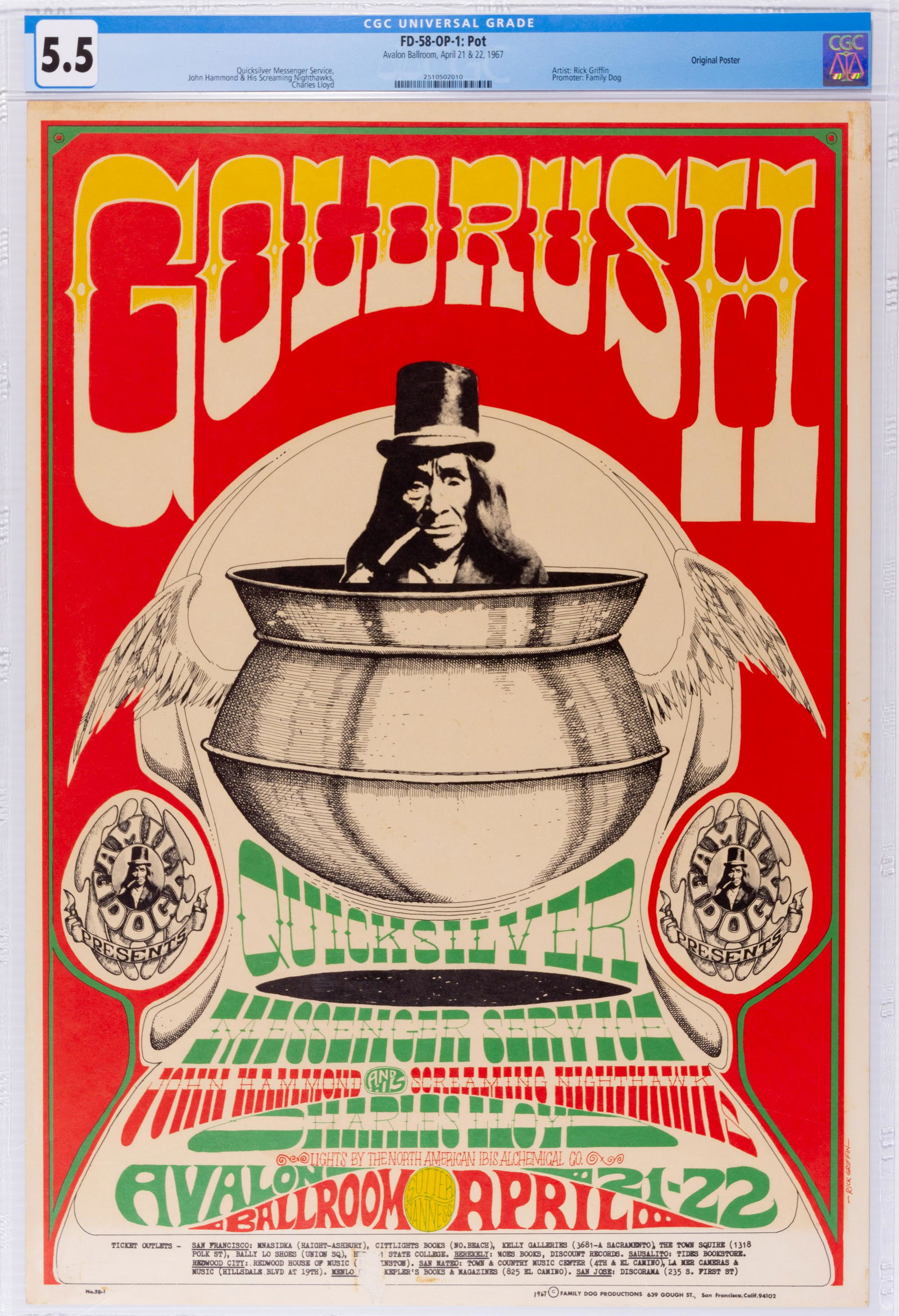 1967 FD-58 Quicksilver Avalon Ballroom Poster CGC 5.5 (1 of 2)