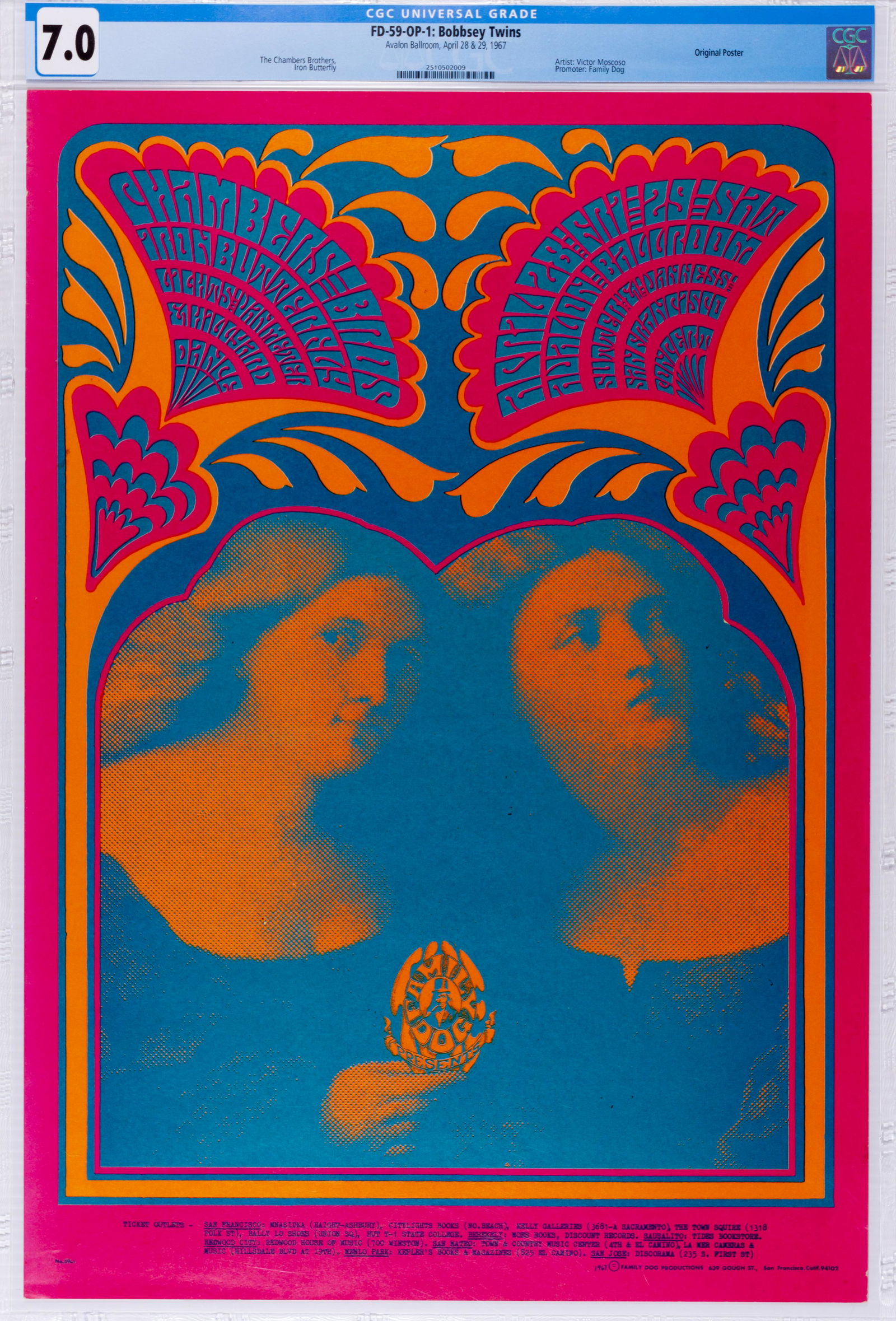 1967 FD-59 Iron Butterfly Avalon Ballroom Poster CGC 7 (1 of 2)