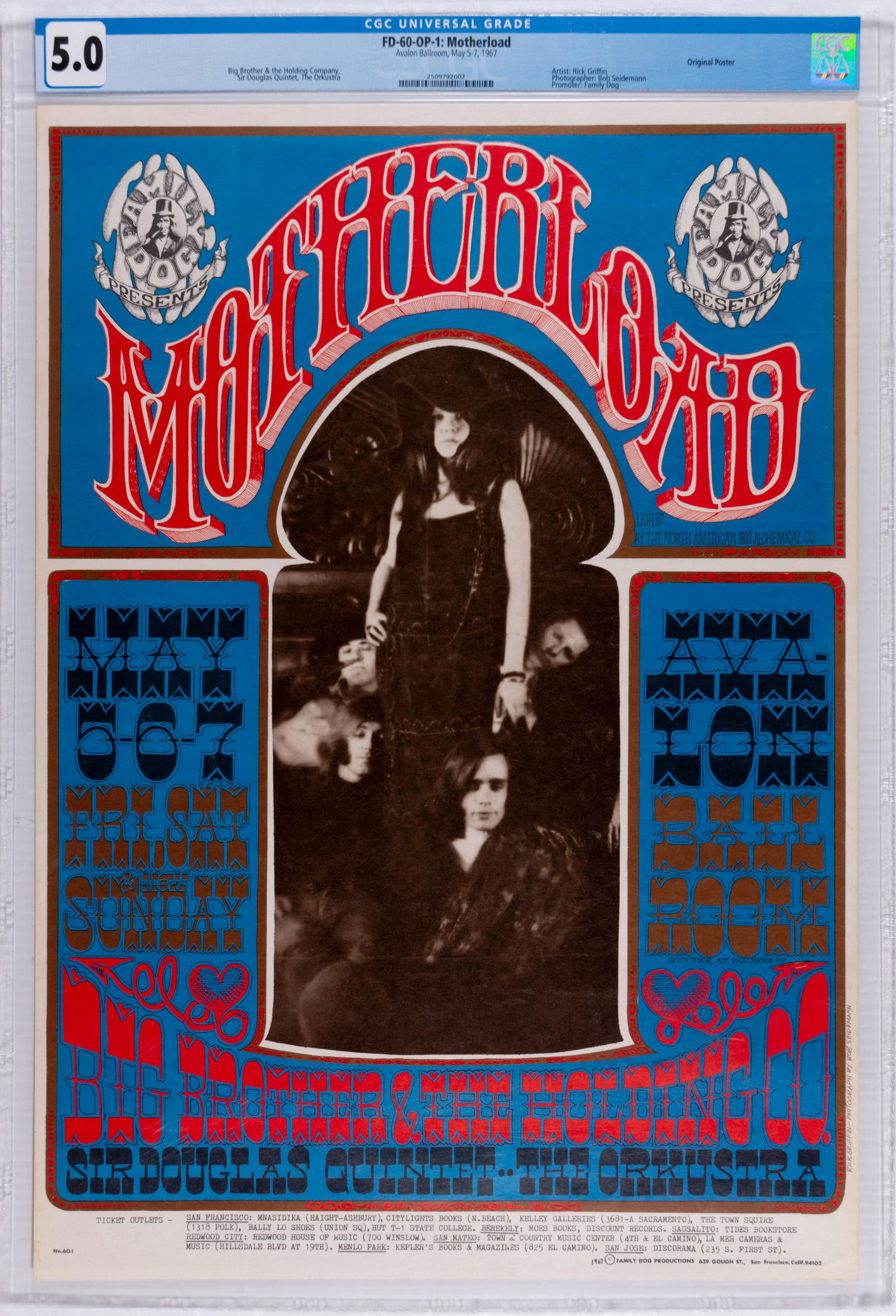 1967 FD-60 Big Brother Avalon Ballroom Poster CGC 5.0 (1 of 1)