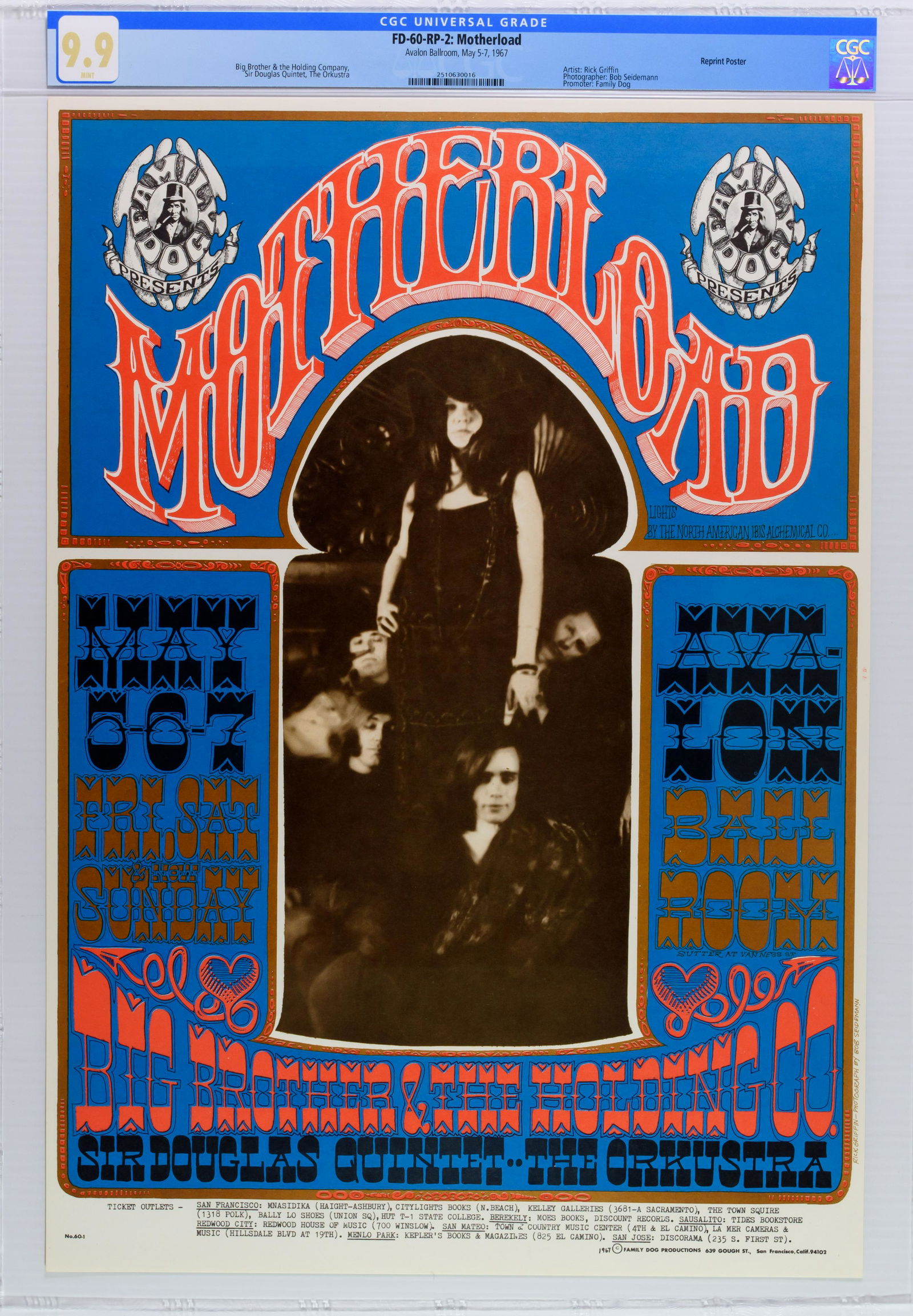 1967 FD-60 Big Brother Avalon Reprint Poster CGC 9.9 (1 of 1)