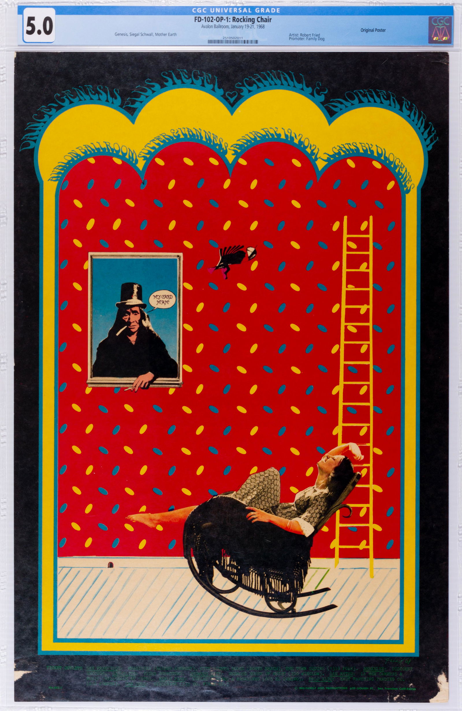 1968 FD-102 Genesis Avalon Ballroom Poster CGC 5 (1 of 2)
