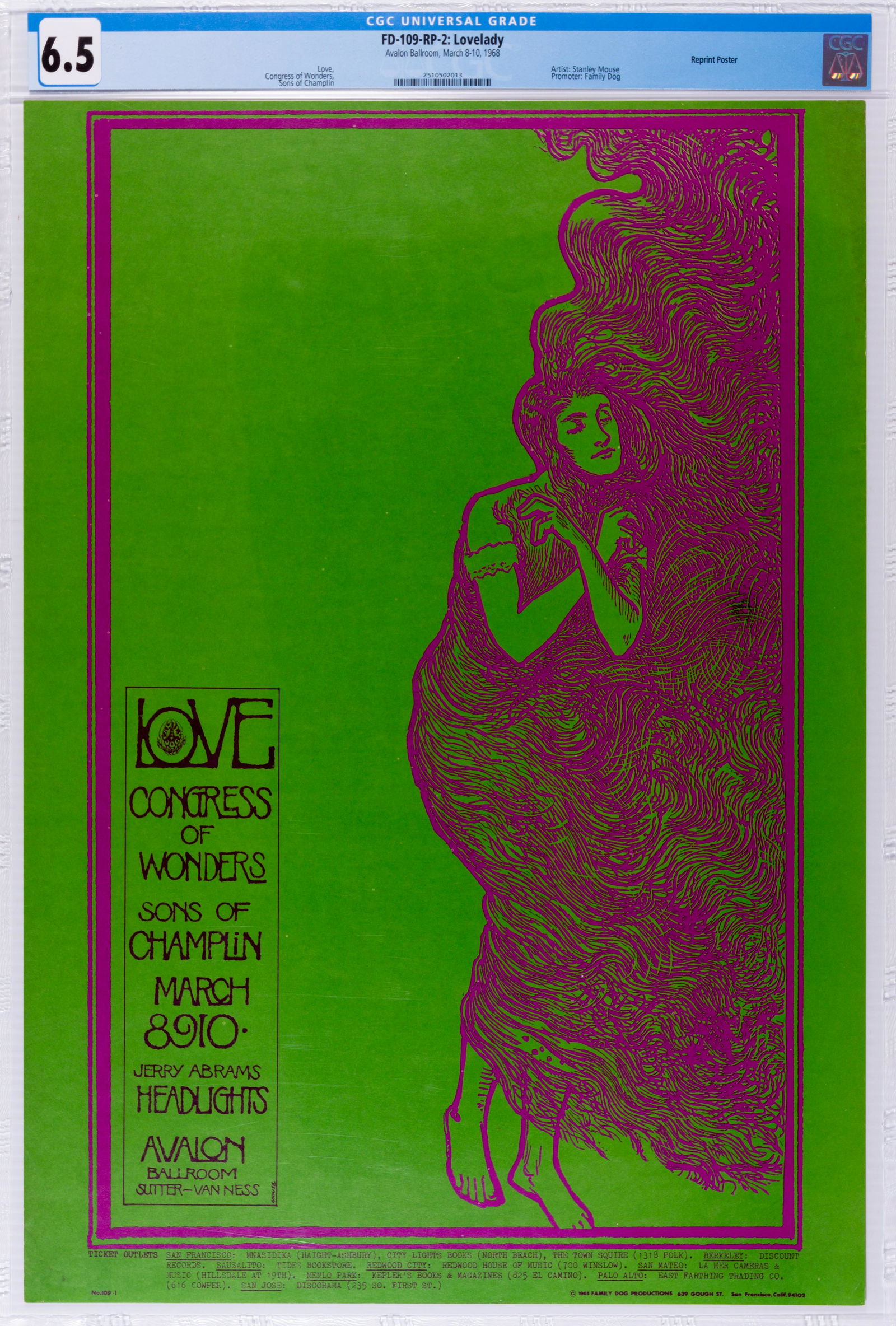 1968 FD-109 Love Avalon Ballroom Poster CGC 6.5 (1 of 2)