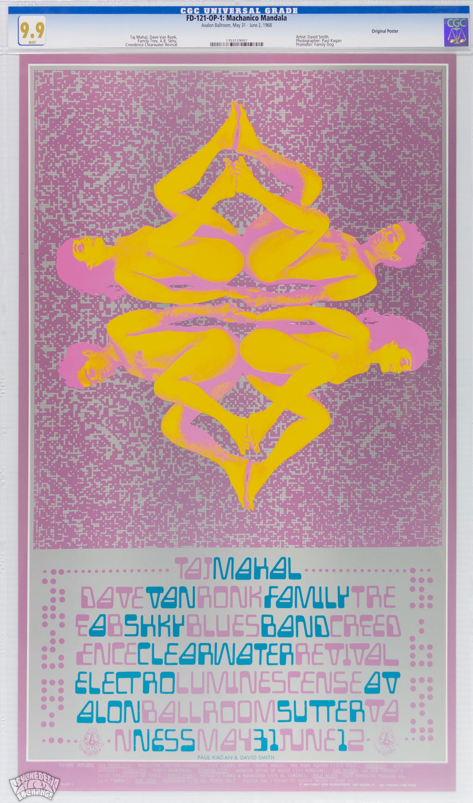 1968 FD-121 Taj Mahal Avalon Ballroom Poster CGC 9.9 (1 of 1)