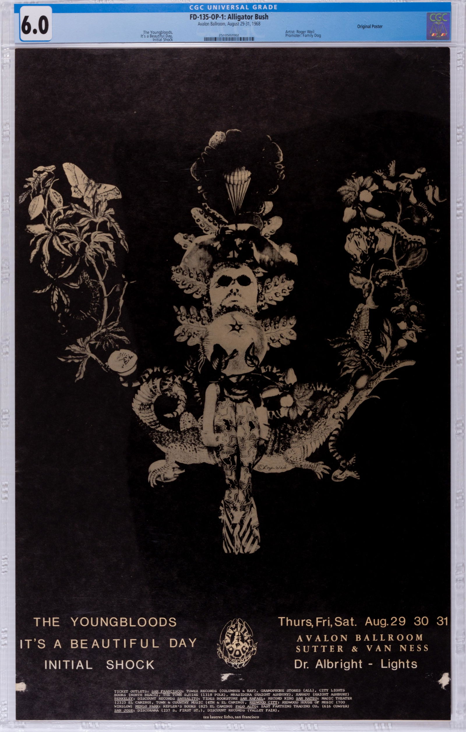 1968 FD-135 Youngbloods Avalon Ballroom Poster CGC 6 (1 of 1)