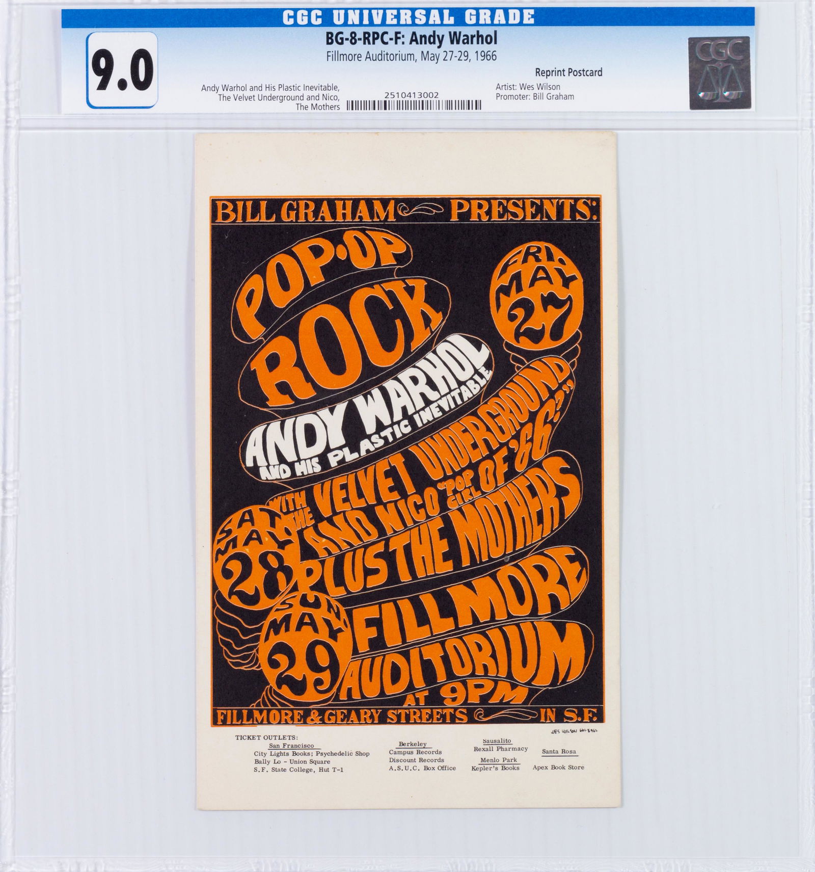 1966 BG-8 Andy Warhol Reprint Postcard CGC 9.0 (1 of 2)