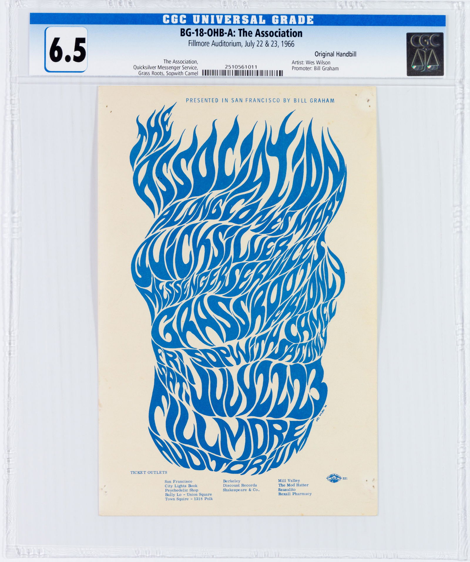 1966 BG-18 The Association Fillmore Handbill CGC 6.5 (1 of 2)