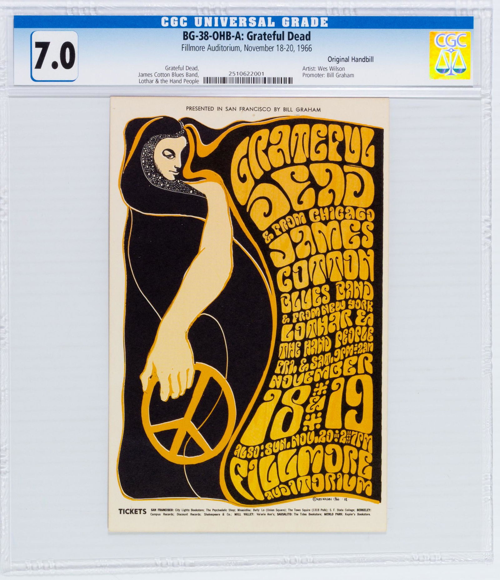 1966 BG-38 Grateful Dead Fillmore Handbill CGC 7 (1 of 2)