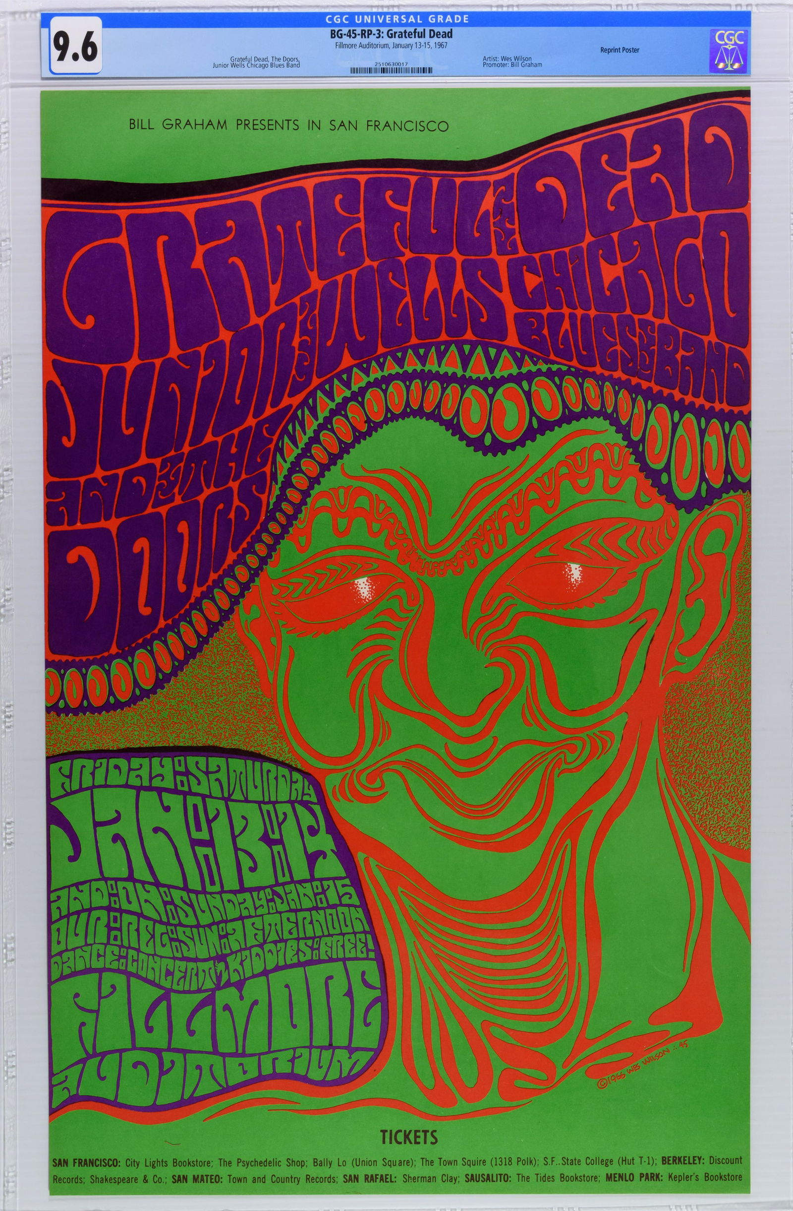 1967 BG-45 Grateful Dead Fillmore Poster CGC 9.6 (1 of 1)