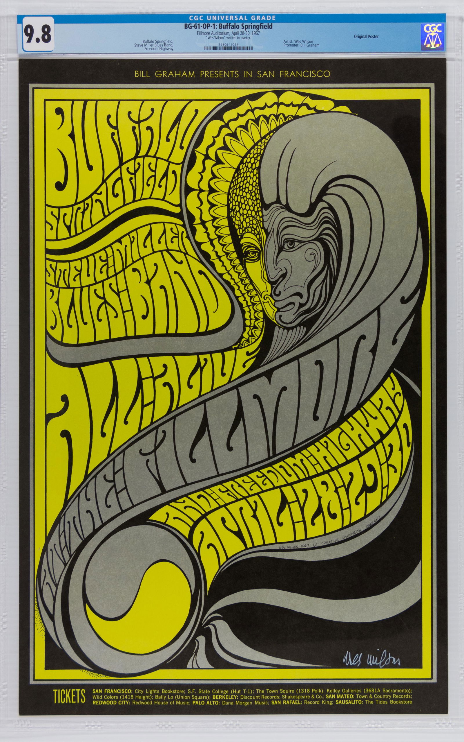 1967 BG-61 Buffalo Springfield Poster CGC 9.8 SIGNED (1 of 1)