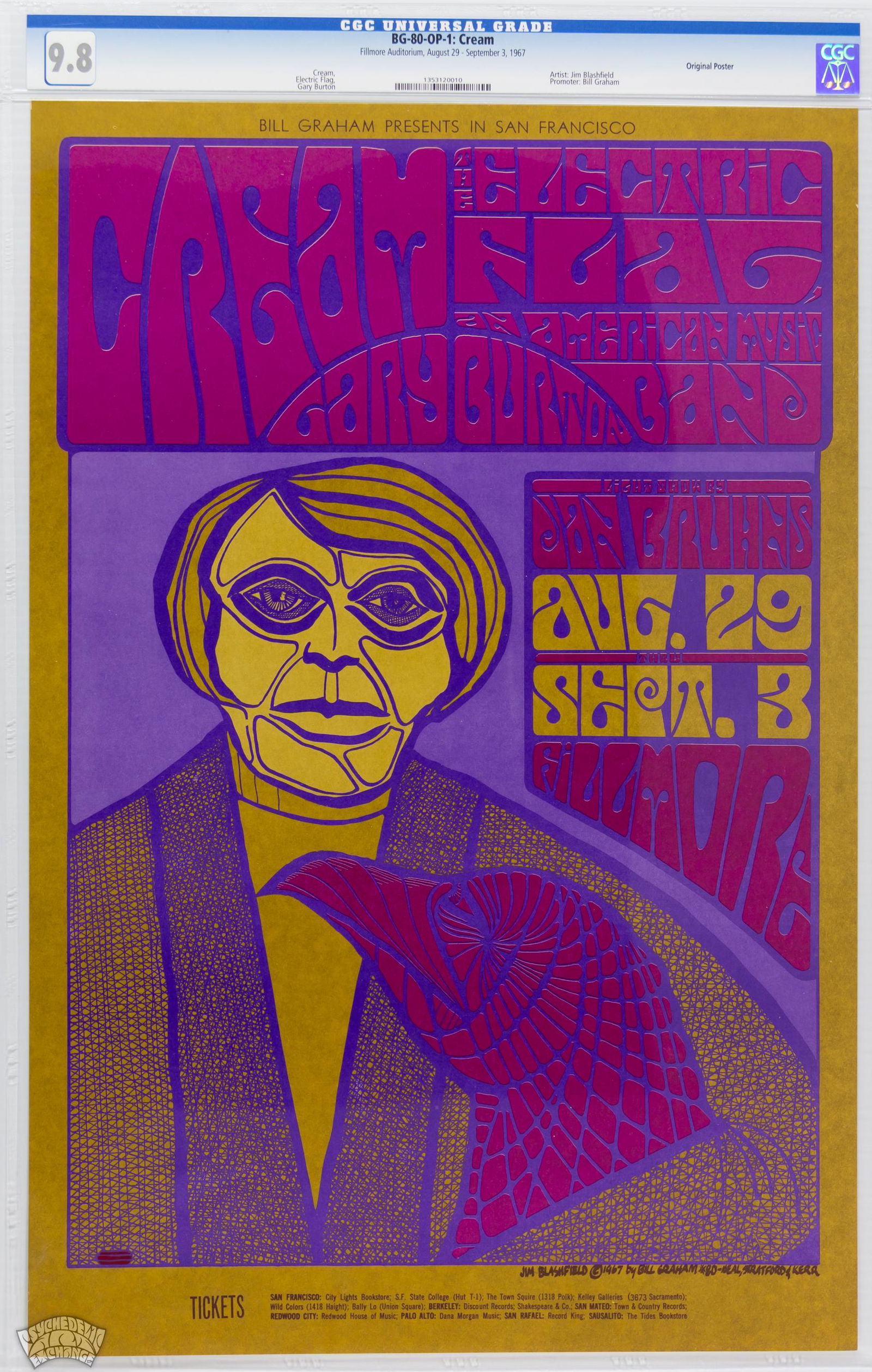 1967 BG-80 Cream Fillmore Auditorium Poster CGC 9.8 (1 of 1)