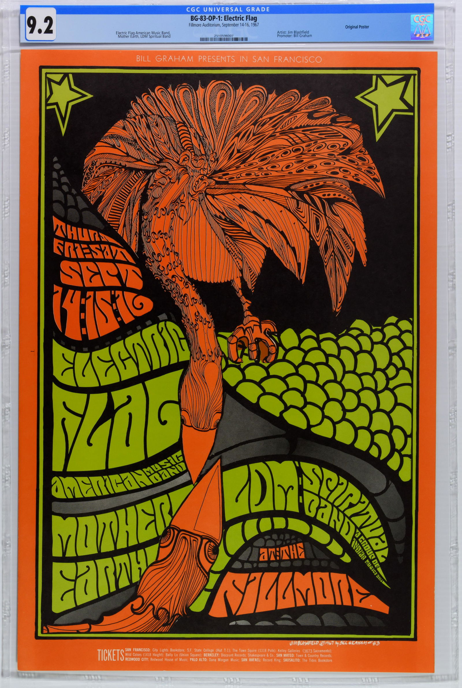 1967 BG-83 Electric Flag Fillmore Poster CGC 9.2 (1 of 1)