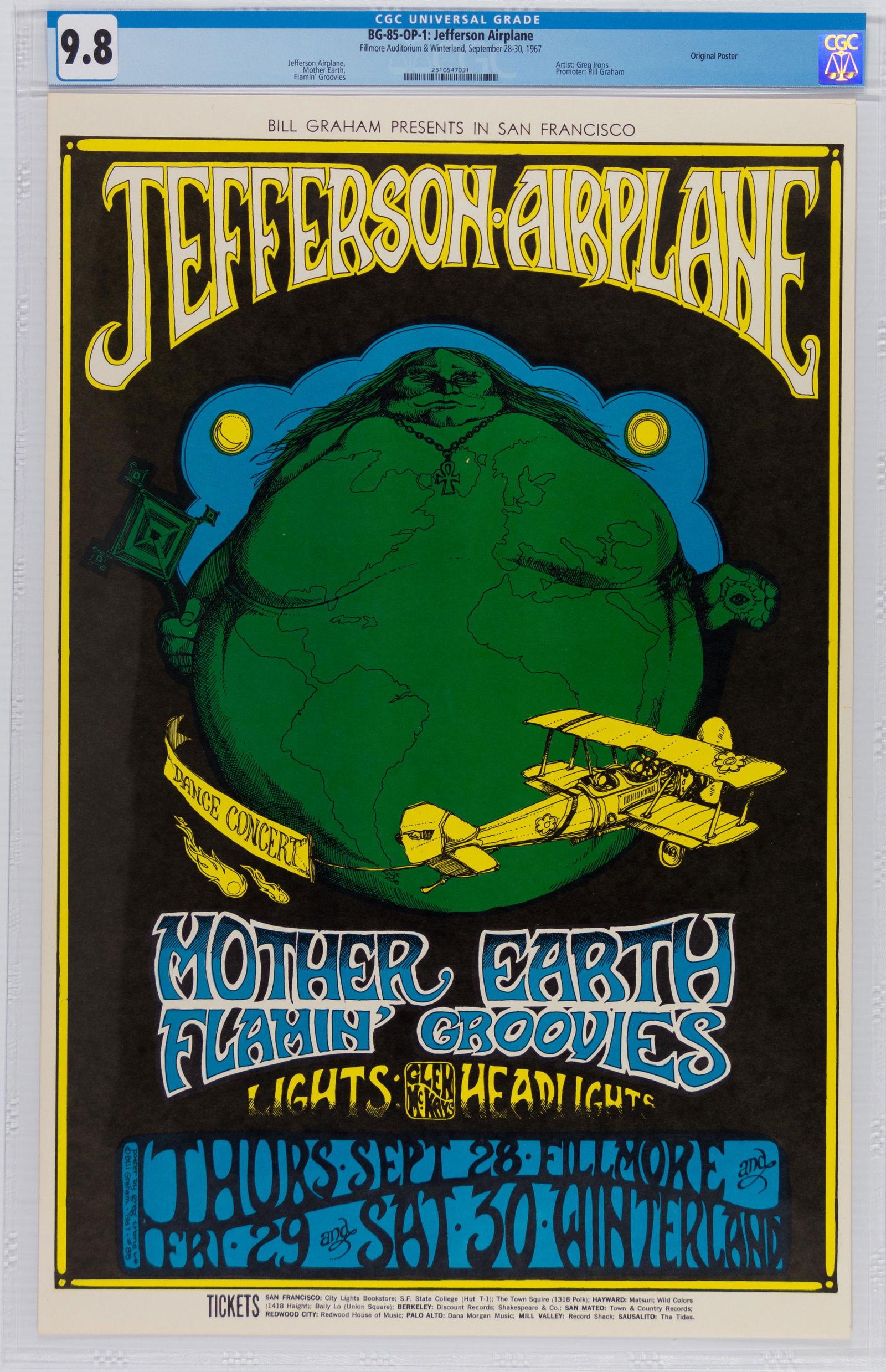 1967 BG-85 Jefferson Airplane Winterland Poster CGC 9.8 (1 of 1)