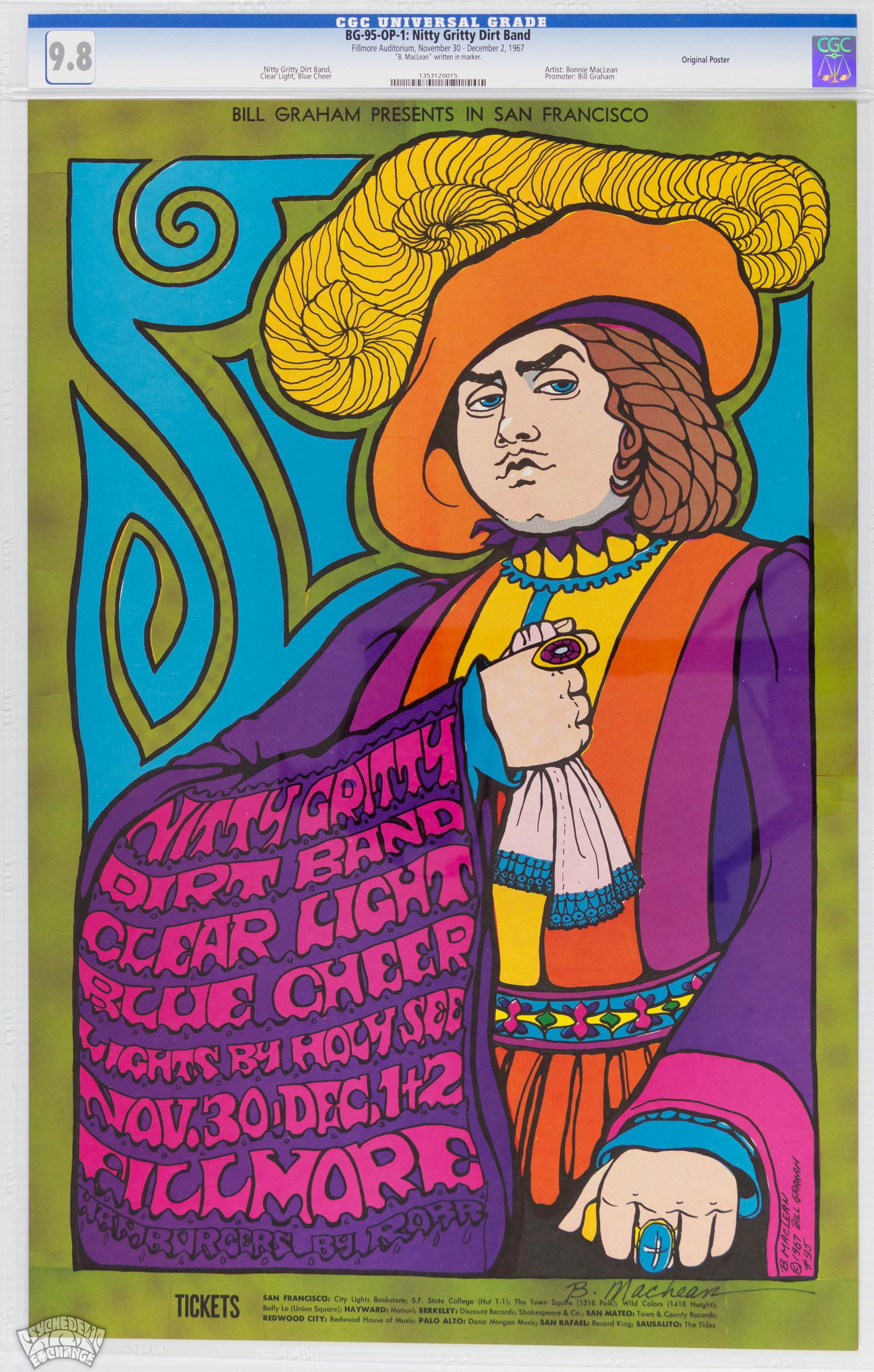 1967 BG-95 Blue Cheer Fillmore SIGNED Poster CGC 9.8 (1 of 1)