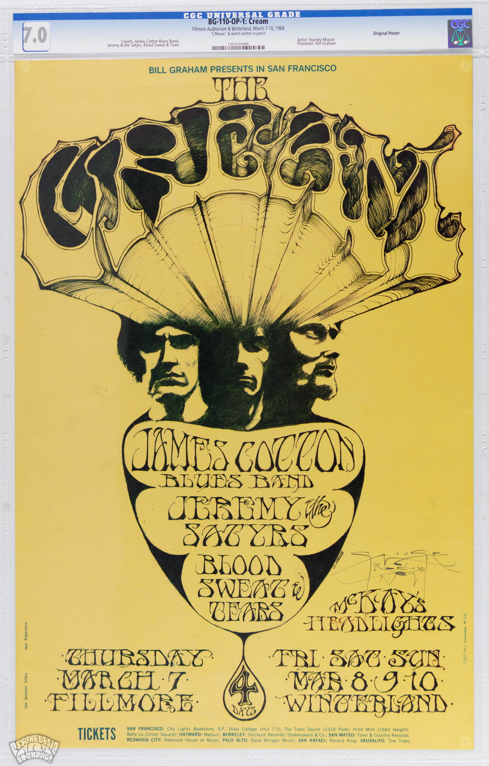 1968 BG-110 Cream Winterland Poster SIGNED CGC 7.0 (1 of 1)