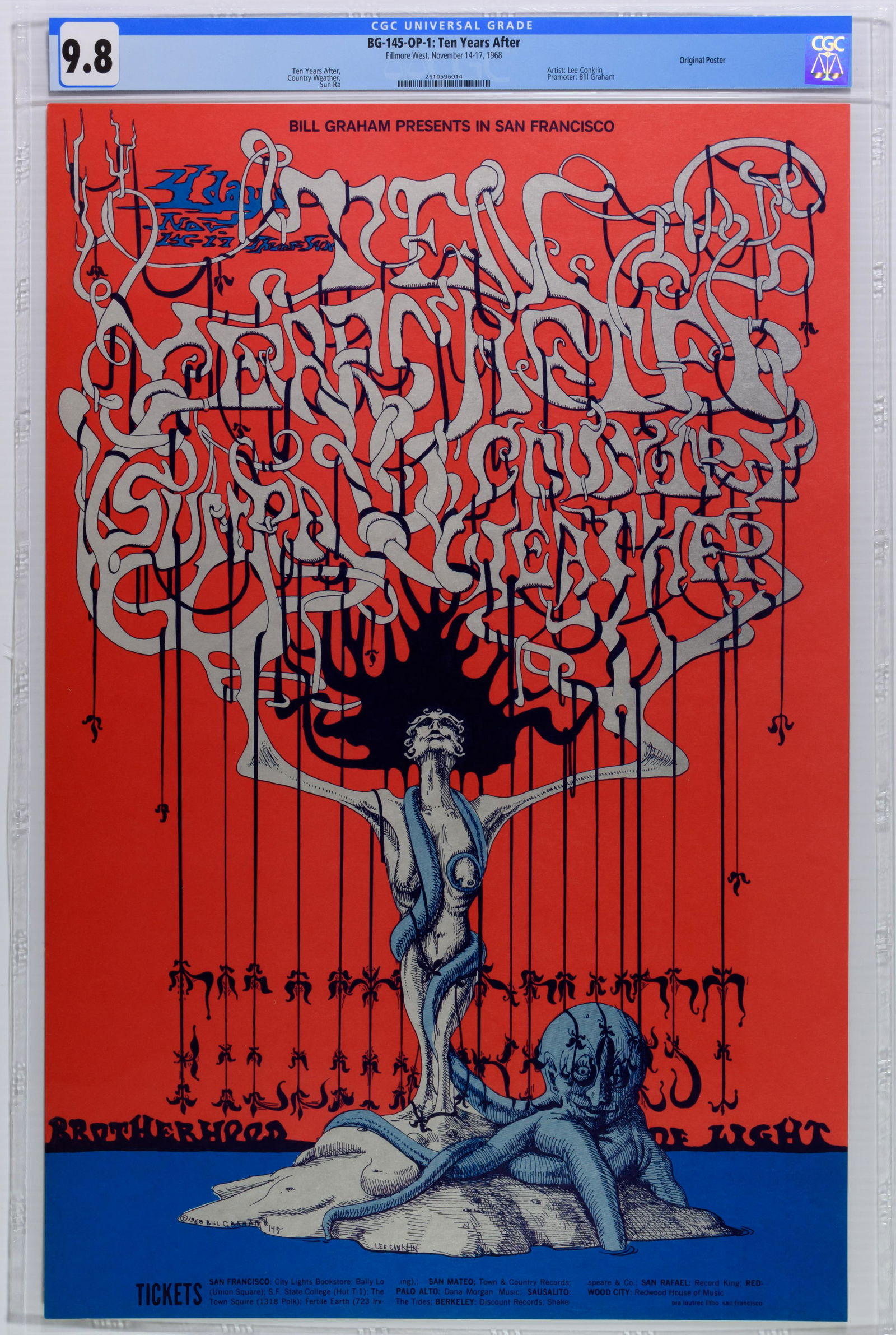 1968 BG-145 Ten Years After Fillmore W Poster CGC 9.8 (1 of 1)