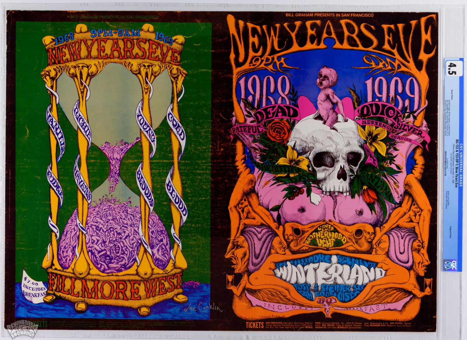 1968 BG-152 & 153 Grateful Dead Uncut Poster CGC 4.5 (1 of 1)