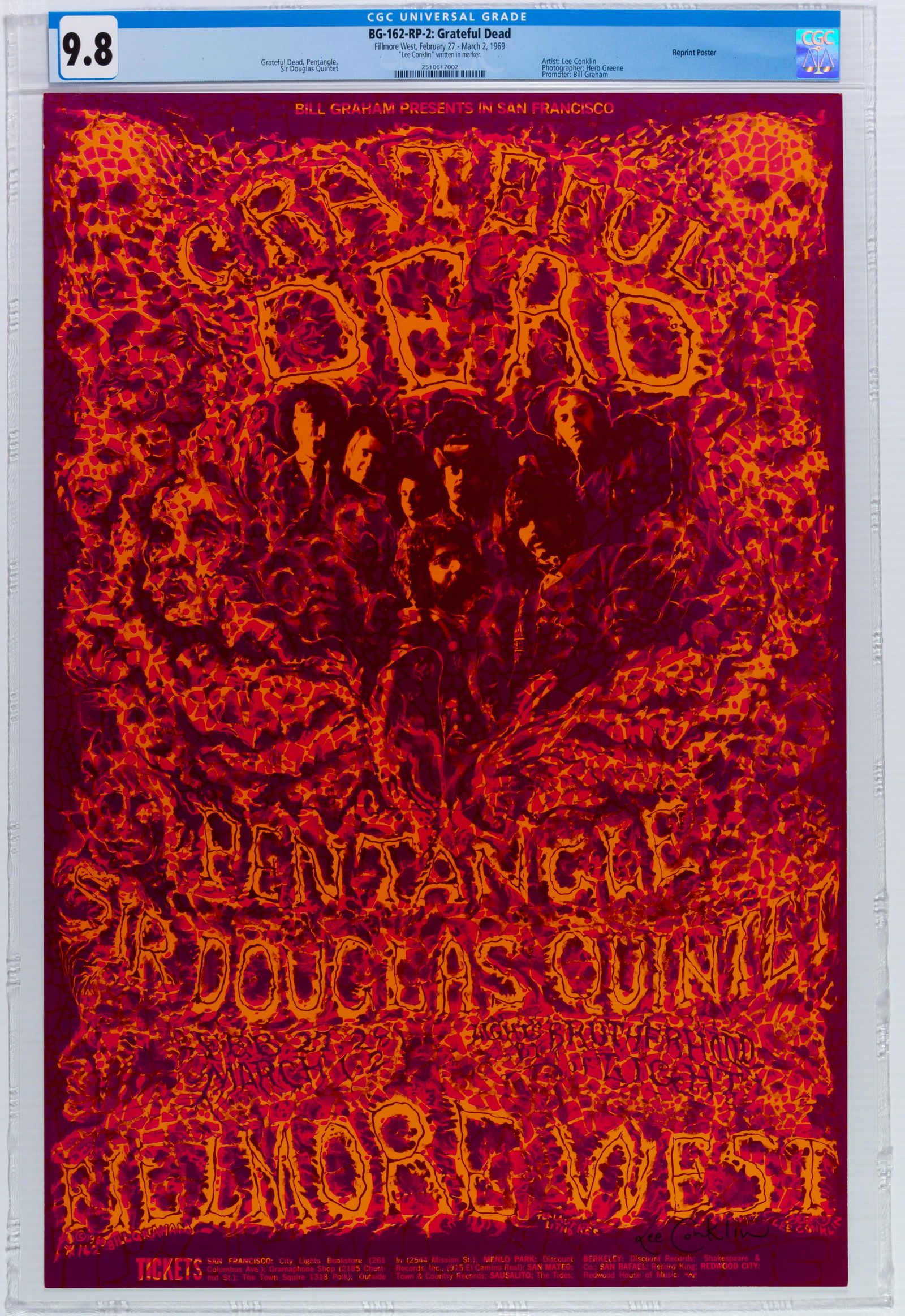 1969 BG-162 Grateful Dead Poster CGC 9.8 SIGNED (1 of 1)
