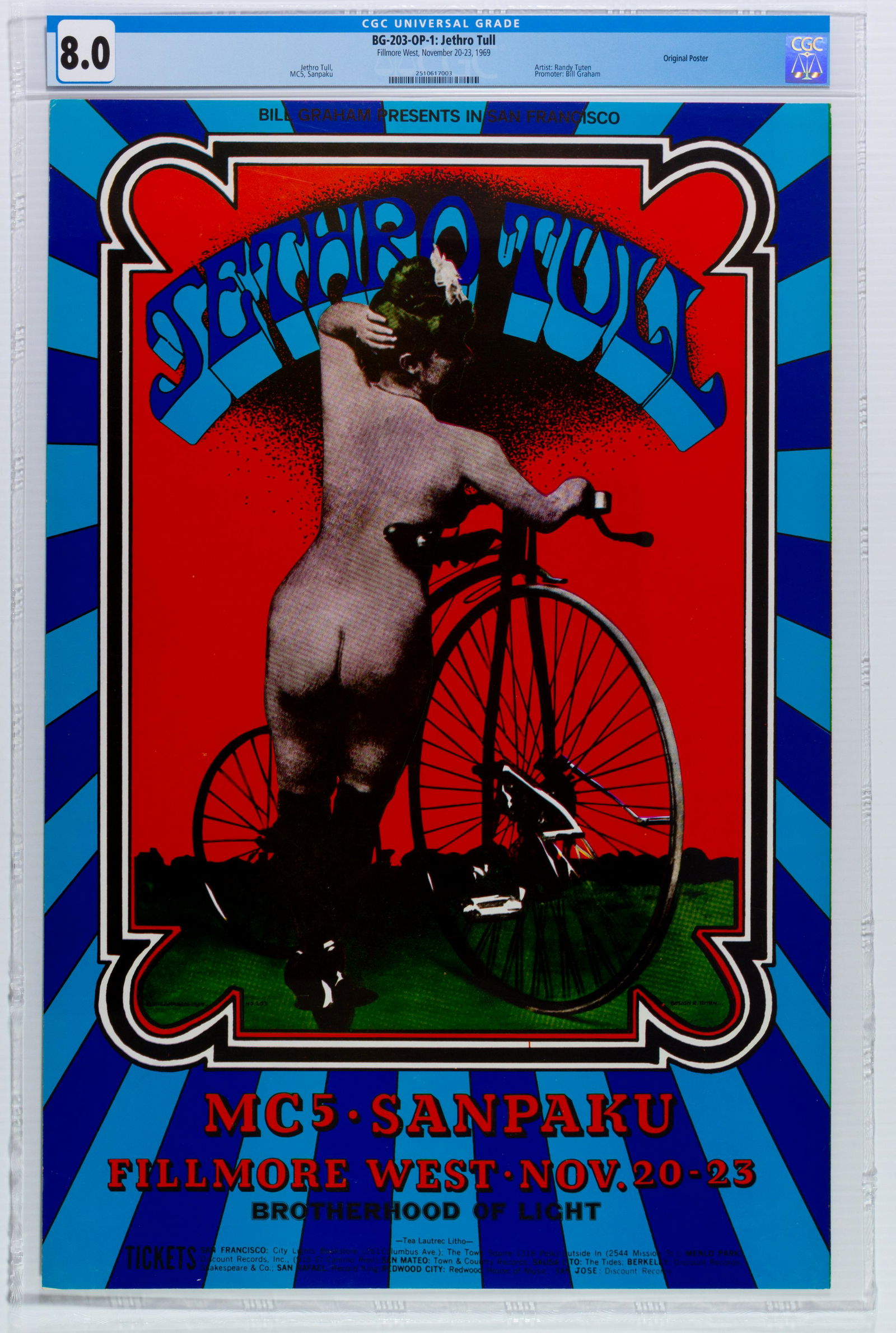 1969 BG-203 Jethro Tull Fillmore West Poster CGC 8 (1 of 1)