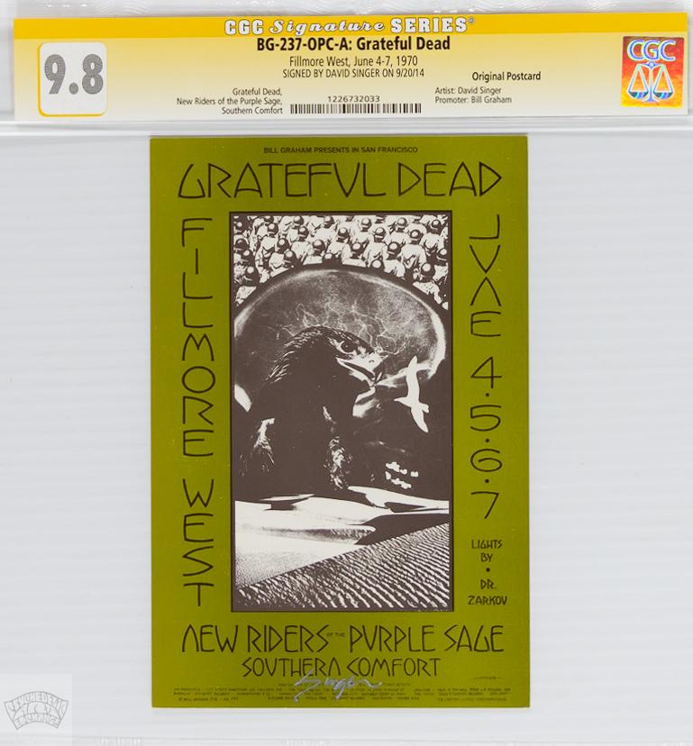 1970 BG-237 Grateful Dead Fillmore SIGNED PC CGC 9.8 (1 of 1)