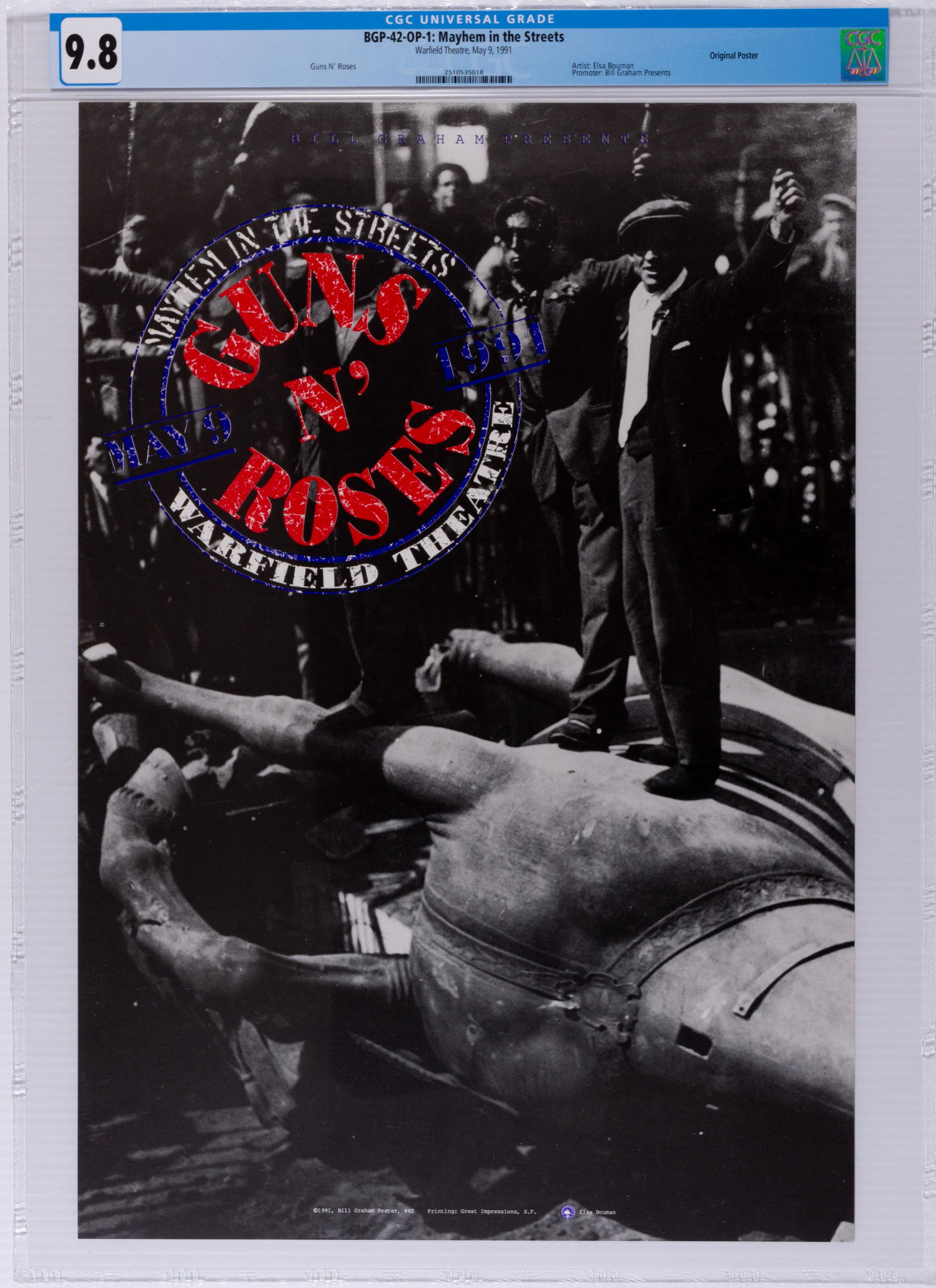 1991 BGP-42 Guns N Roses Warfield Poster CGC 9.8 (1 of 1)
