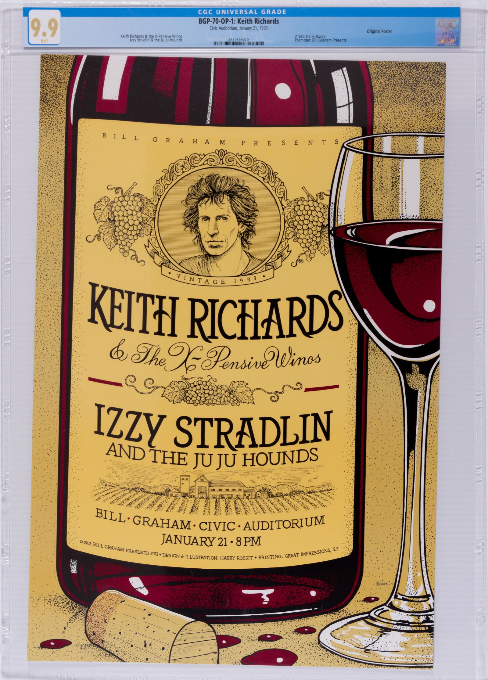 1993 BGP-70 Keith Richards Bill Graham Poster  CGC 9.9 (1 of 1)