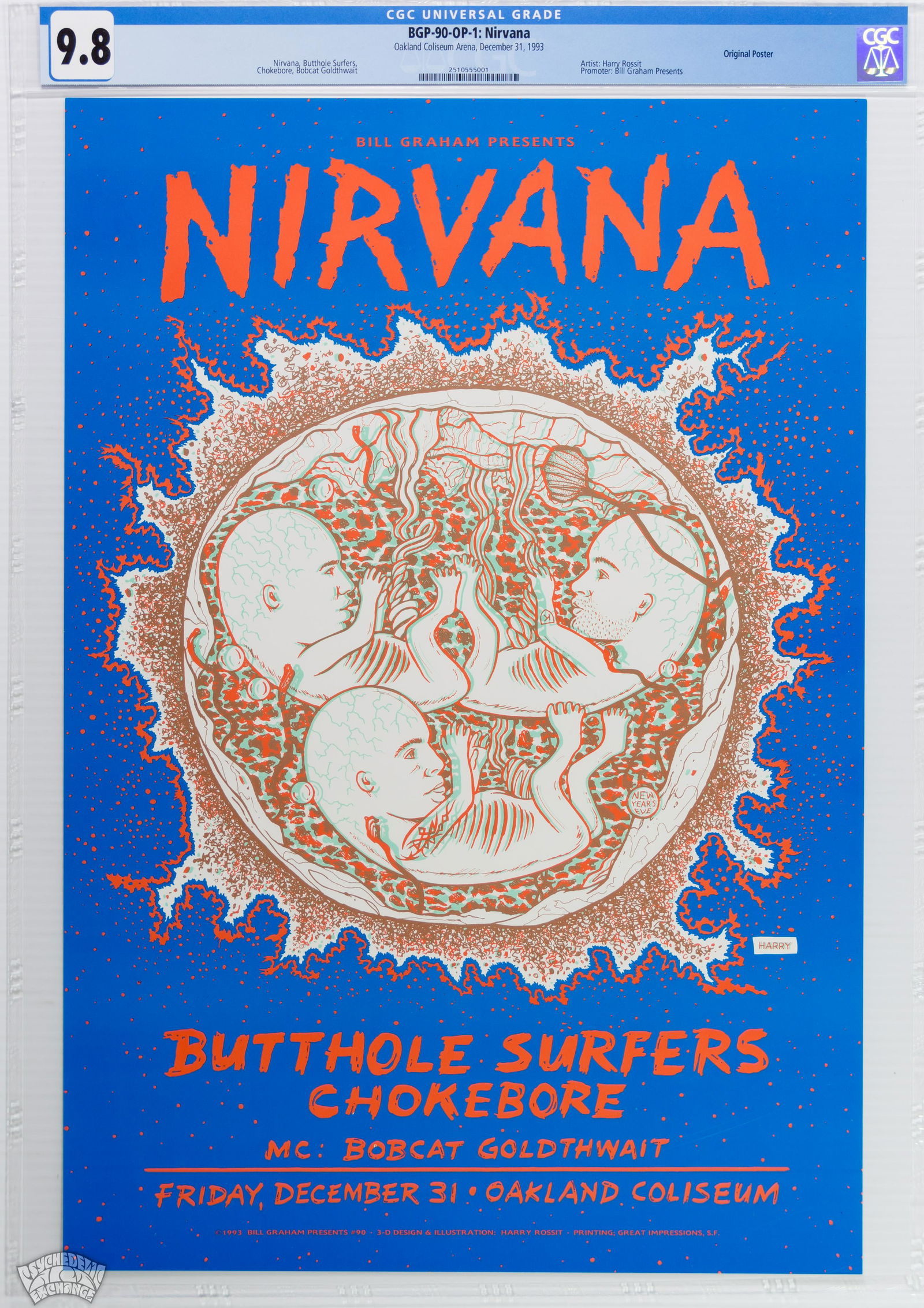 1993 BGP-90 Nirvana Oakland Coliseum Poster CGC 9.8 (1 of 1)
