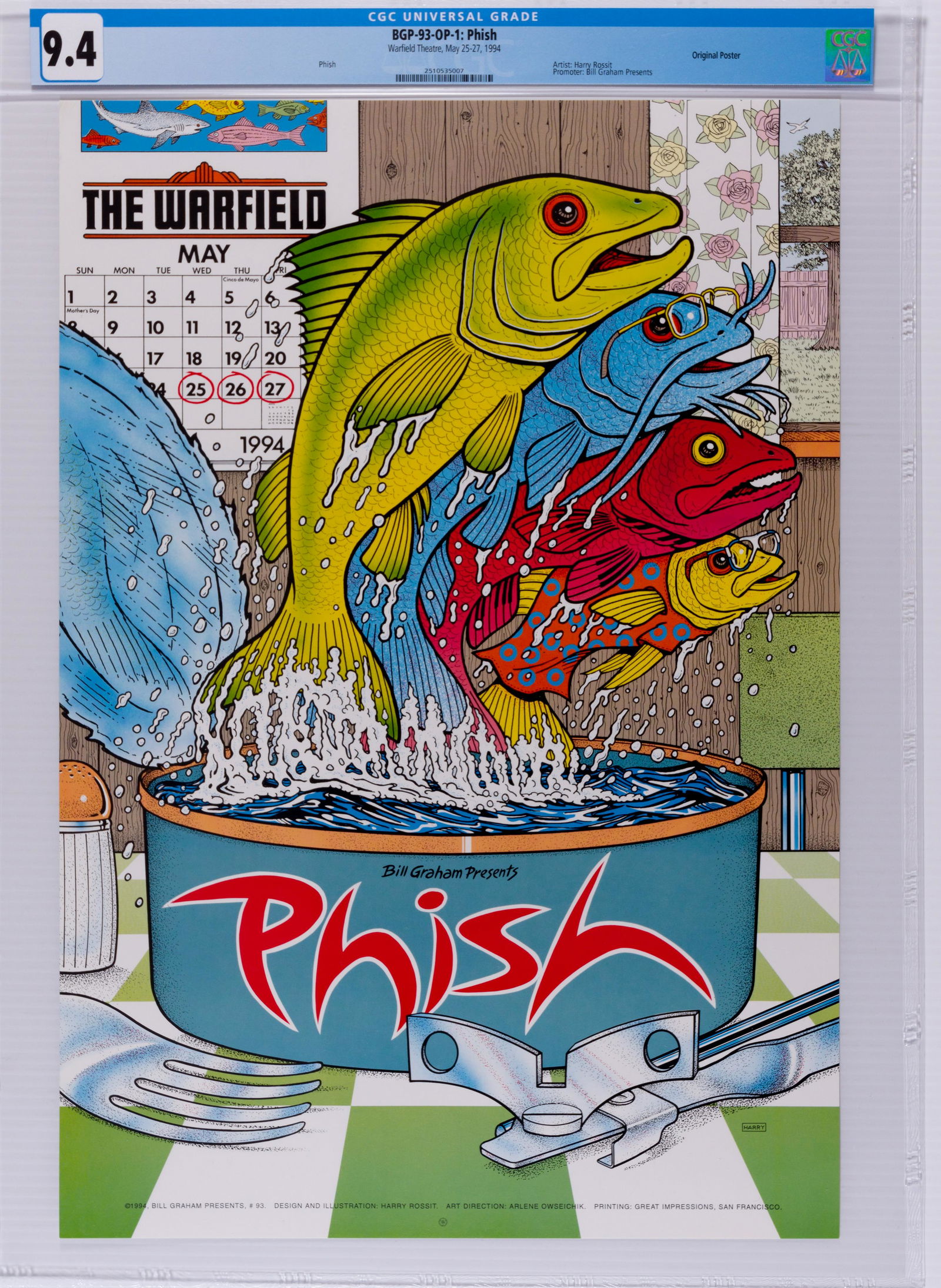 1994 BGP-93 Phish Warfield Theater Poster CGC 9.4 (1 of 1)