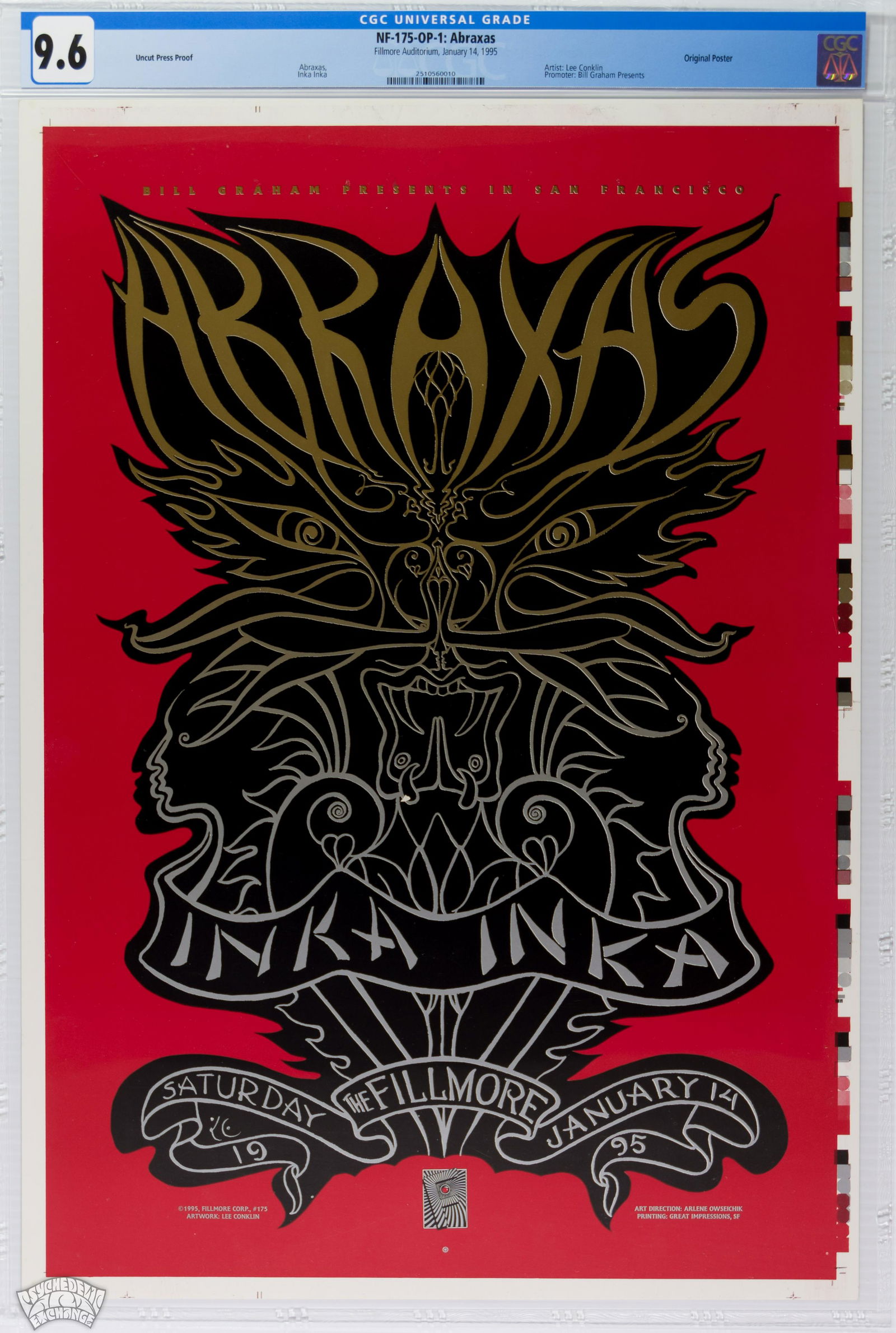 1995 NF-175 Abraxas Fillmore Poster Proof CGC 9.6 (1 of 1)