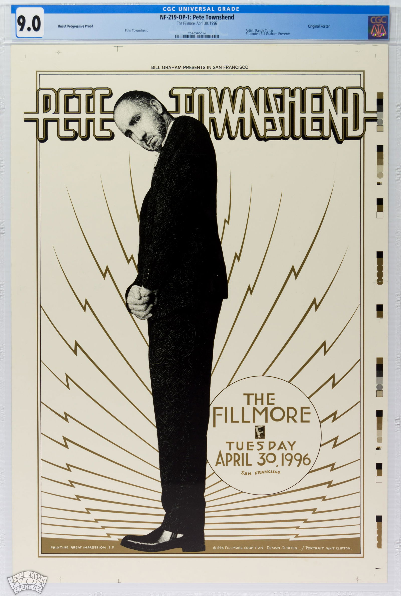 1996 NF-219 Pete Townshend Fillmore Uncut Proof CGC 9 (1 of 1)