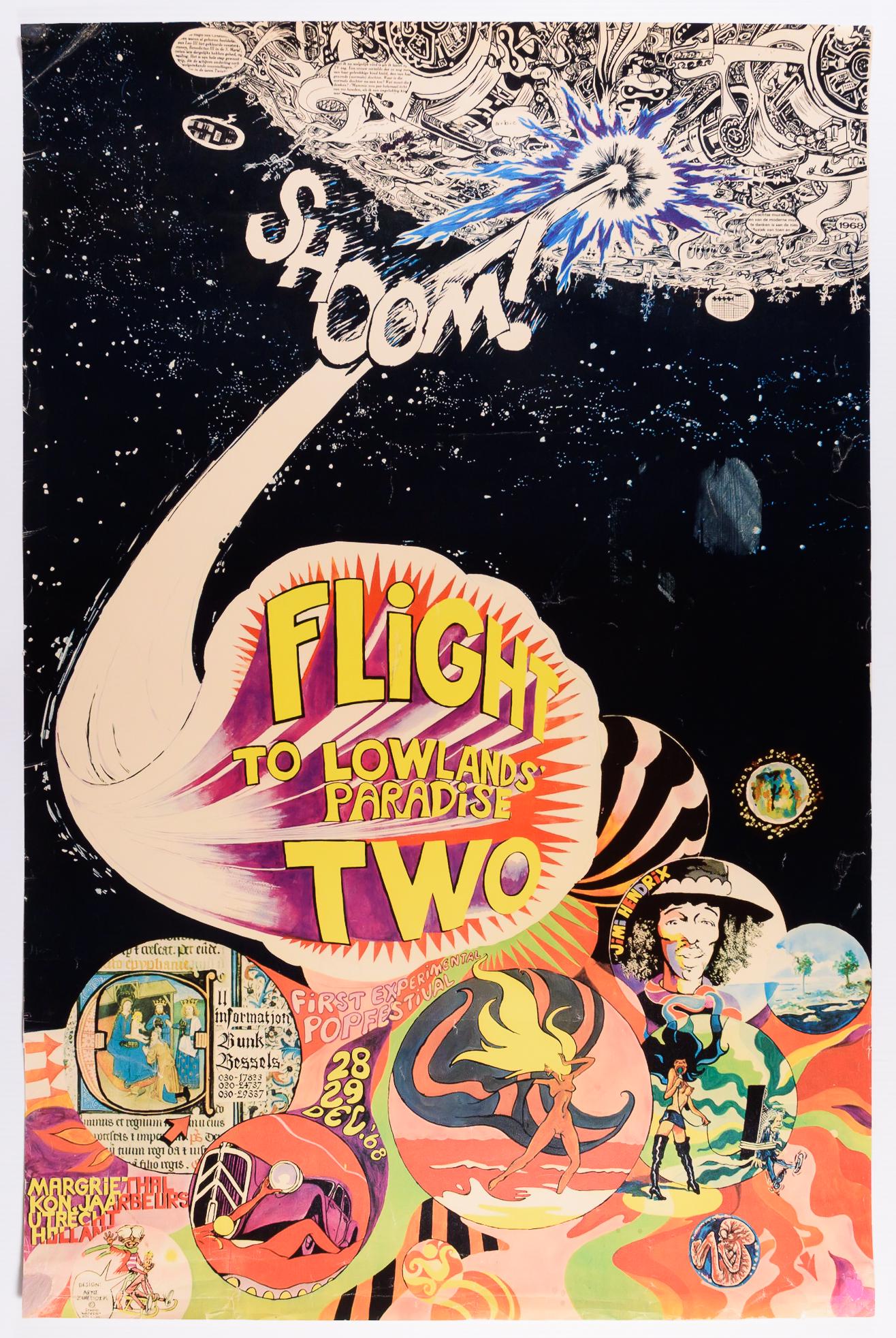 1968 Jimi Hendrix Pink Floyd Flight To Lowlands Poster (1 of 1)