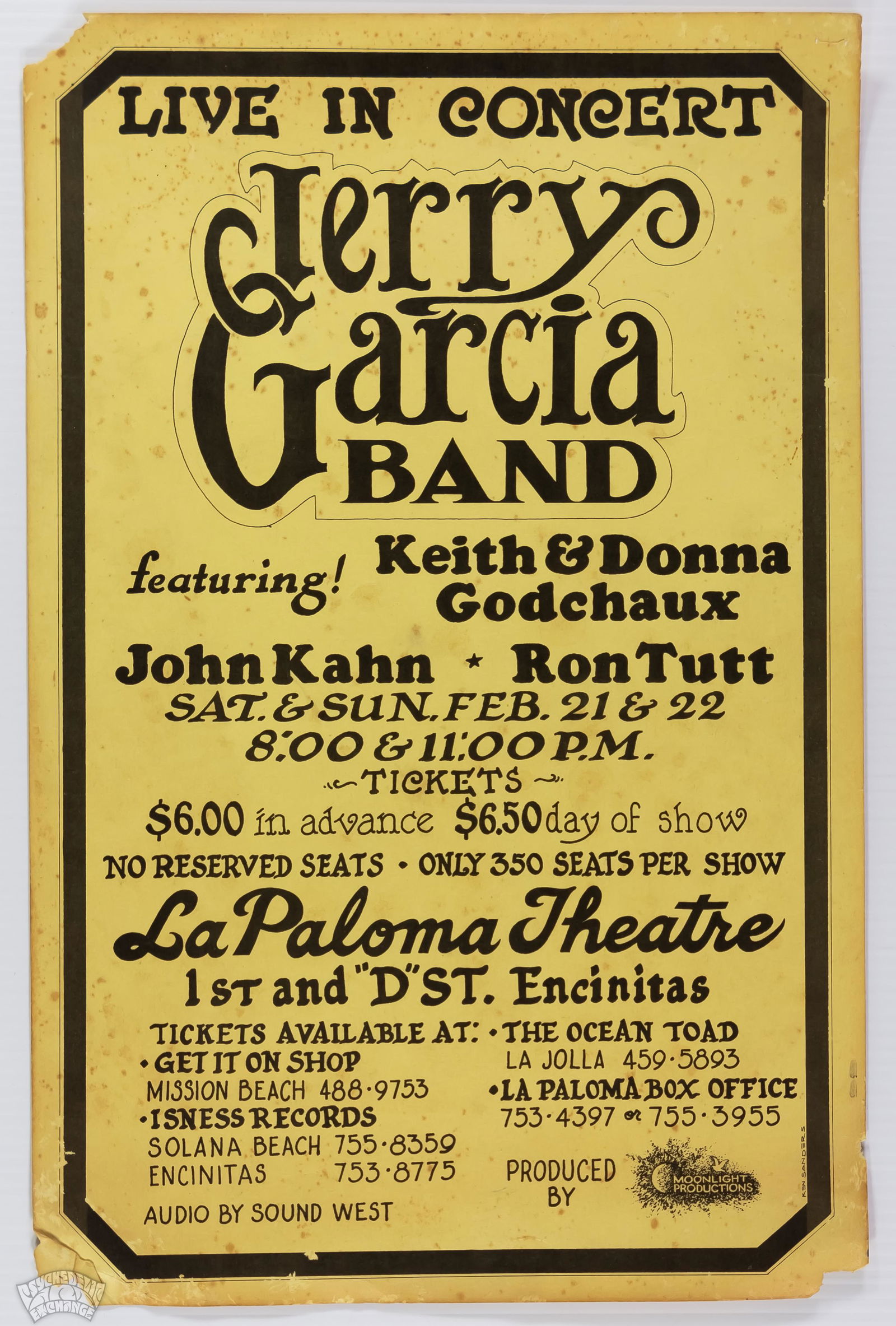 1976 Jerry Garcia Band La Paloma Theatre Poster (1 of 2)