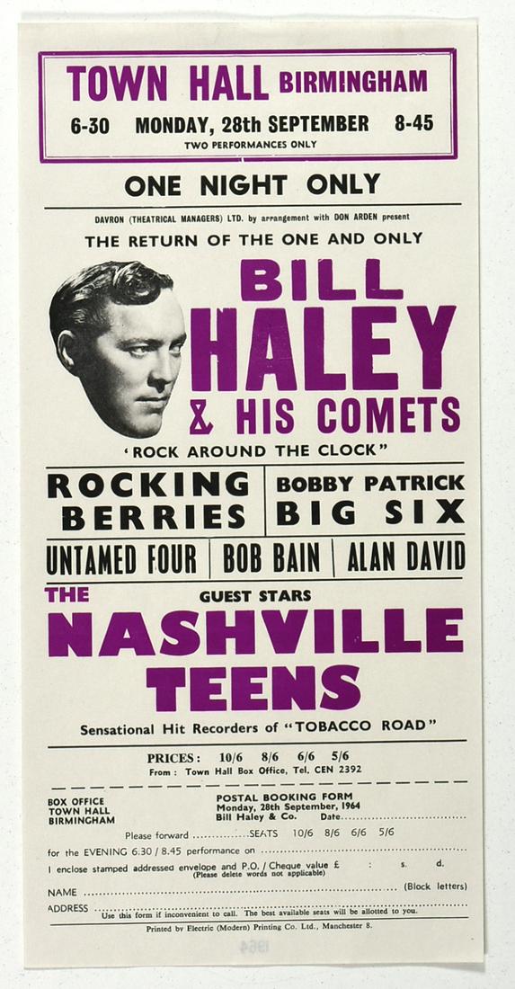 1964 Bill Haley Town Hall Birmingham Handbill (1 of 1)