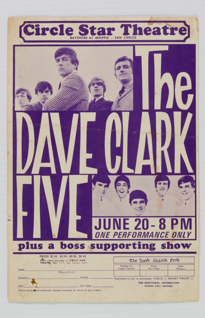 1965 Dave Clark Five Circle Star Theater Handbill (1 of 2)