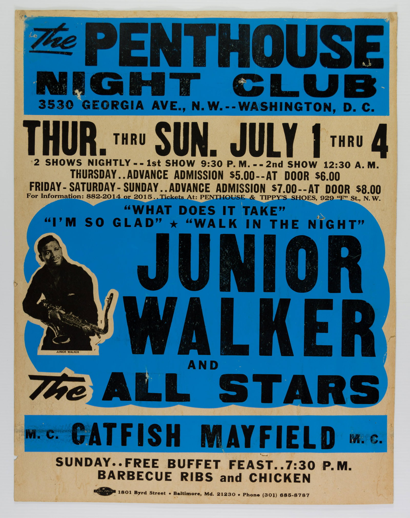1971 GLOBE Junior Walker Penthouse Night Club Poster (1 of 2)