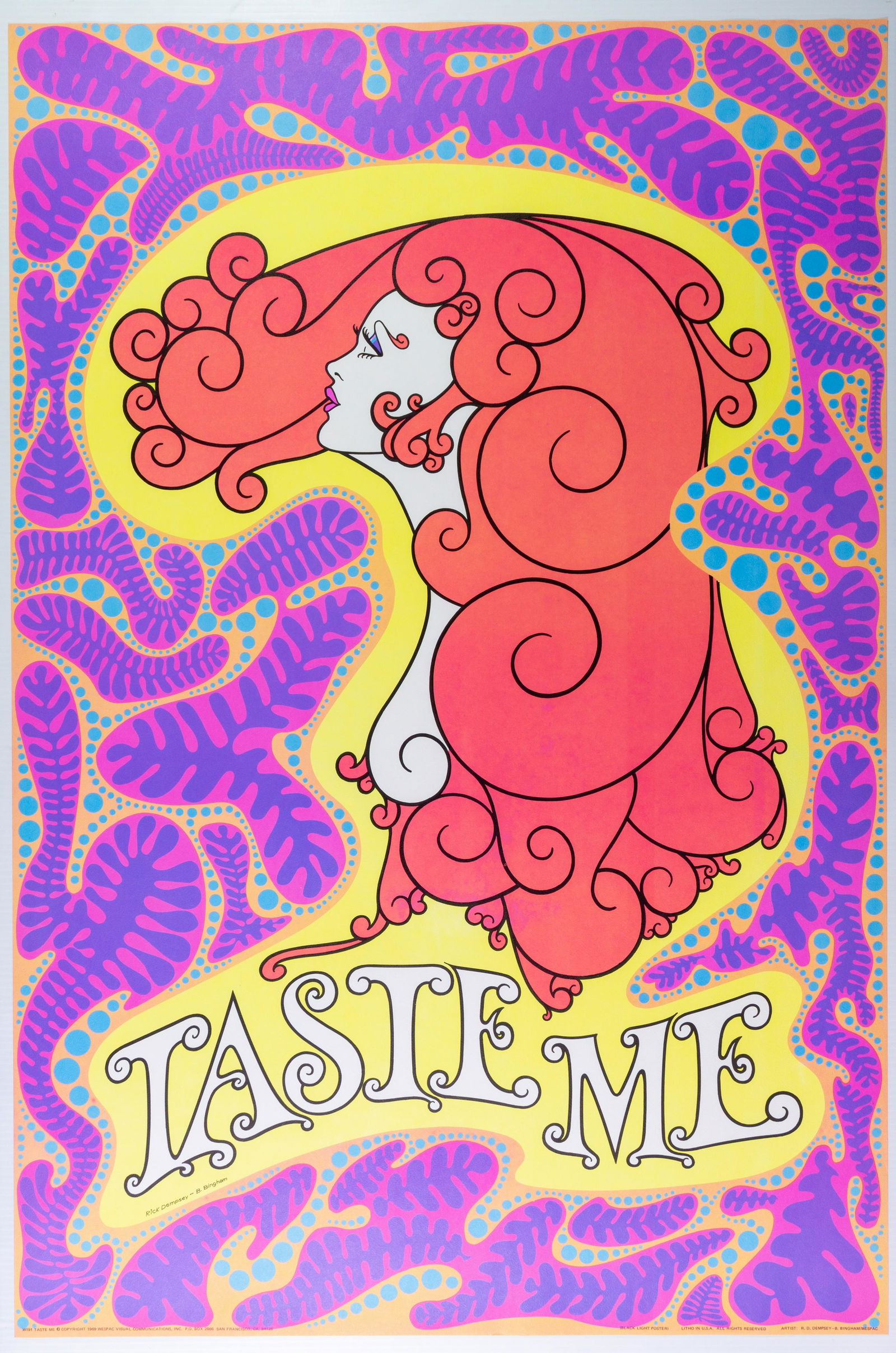 1969 Taste Me Rick Dempsey Blacklight Poster (1 of 1)