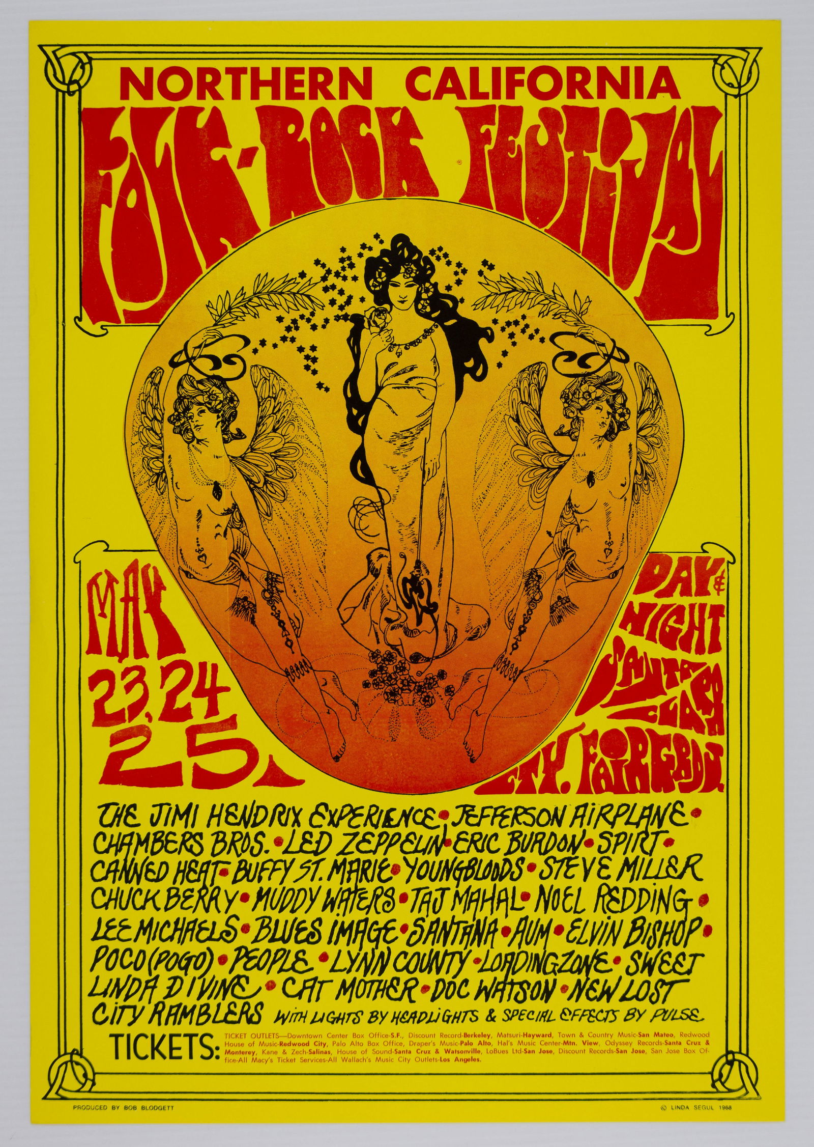 1969 Hendrix Nor Cal Folk Rock Fest Santa Clara Poster (1 of 2)