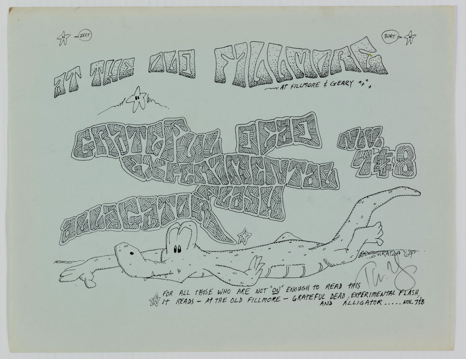 1969 Grateful Dead Old Fillmore Handbill (1 of 2)