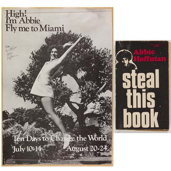 Collection of 2 signed Abbie Hoffman book promo poster (1 of 9)
