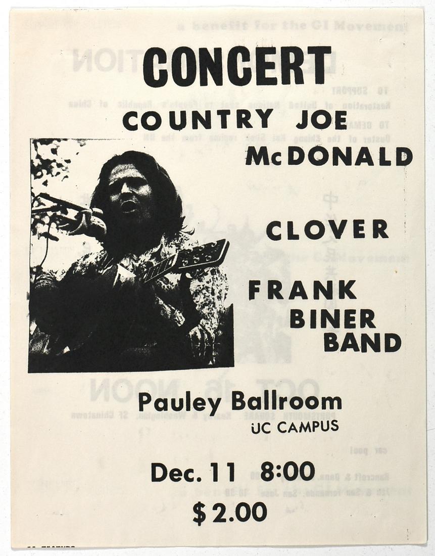 1971 Country Joe Macdonald Pauley Ballroom Handbill (1 of 2)