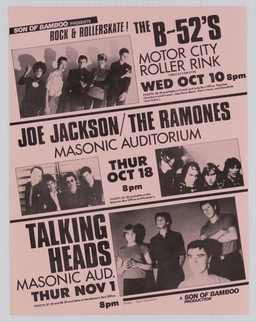 1979 B-52s Ramones Talking Heads Motor City Flyer (1 of 2)